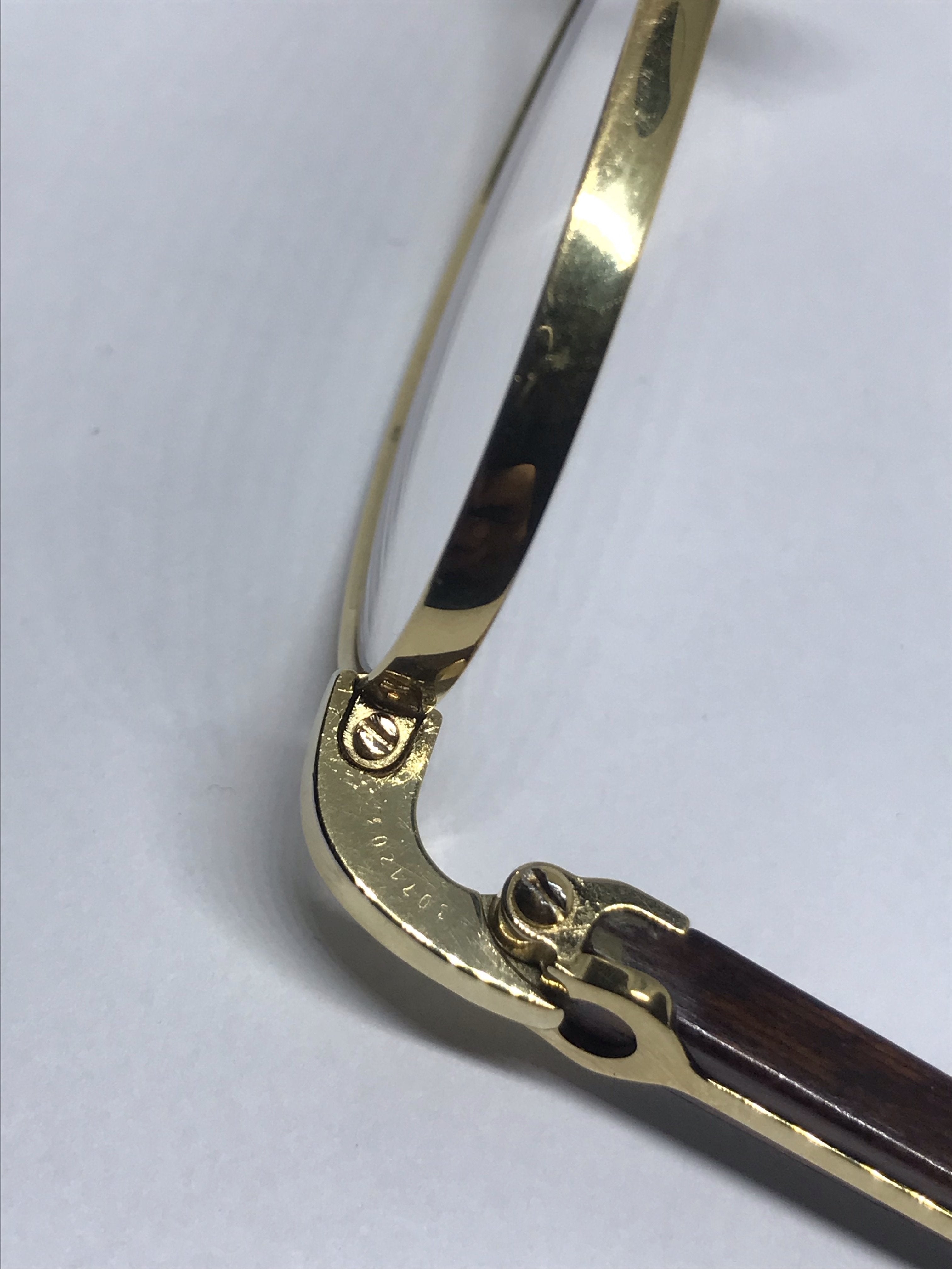 Cartier Sicier Vintage 18k Gold/ African Bubinga Wood sunglasses glasses - Braglia