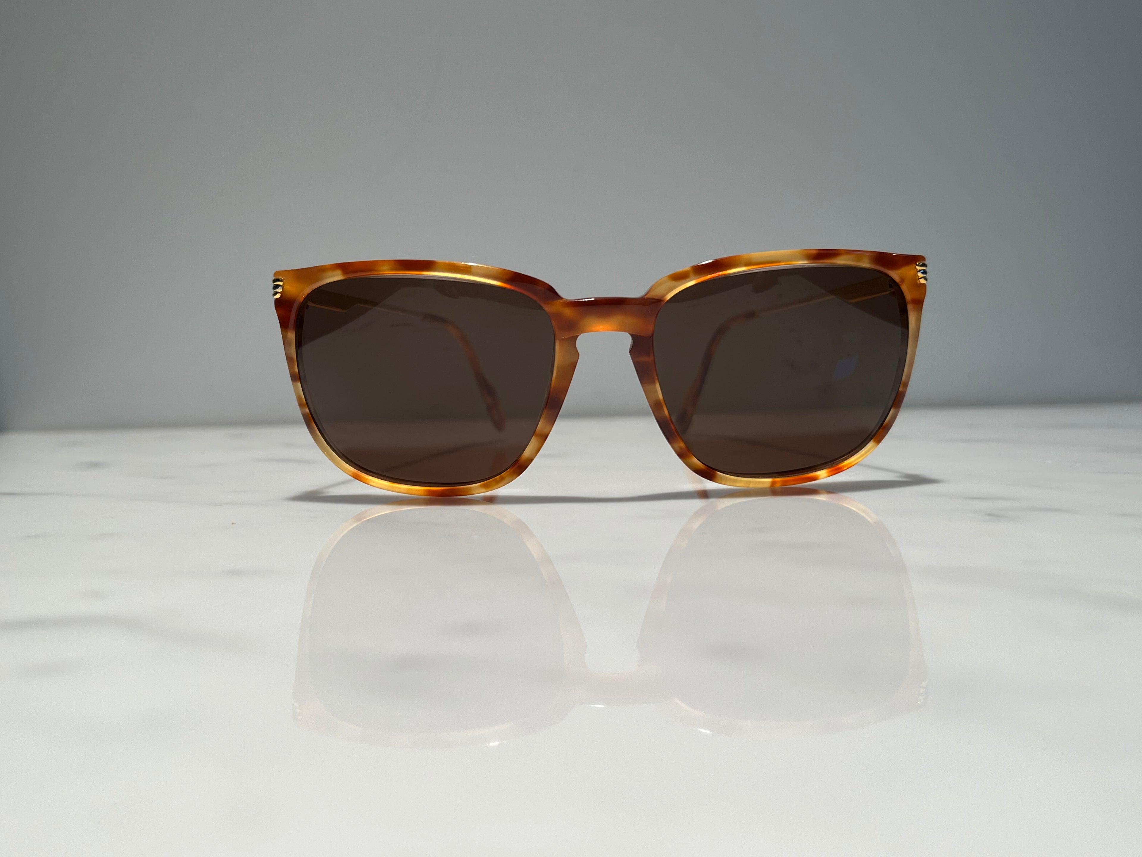 Cartier Jaspe Gold Square Vintage Glasses Sunglasses Frames Horn Woods