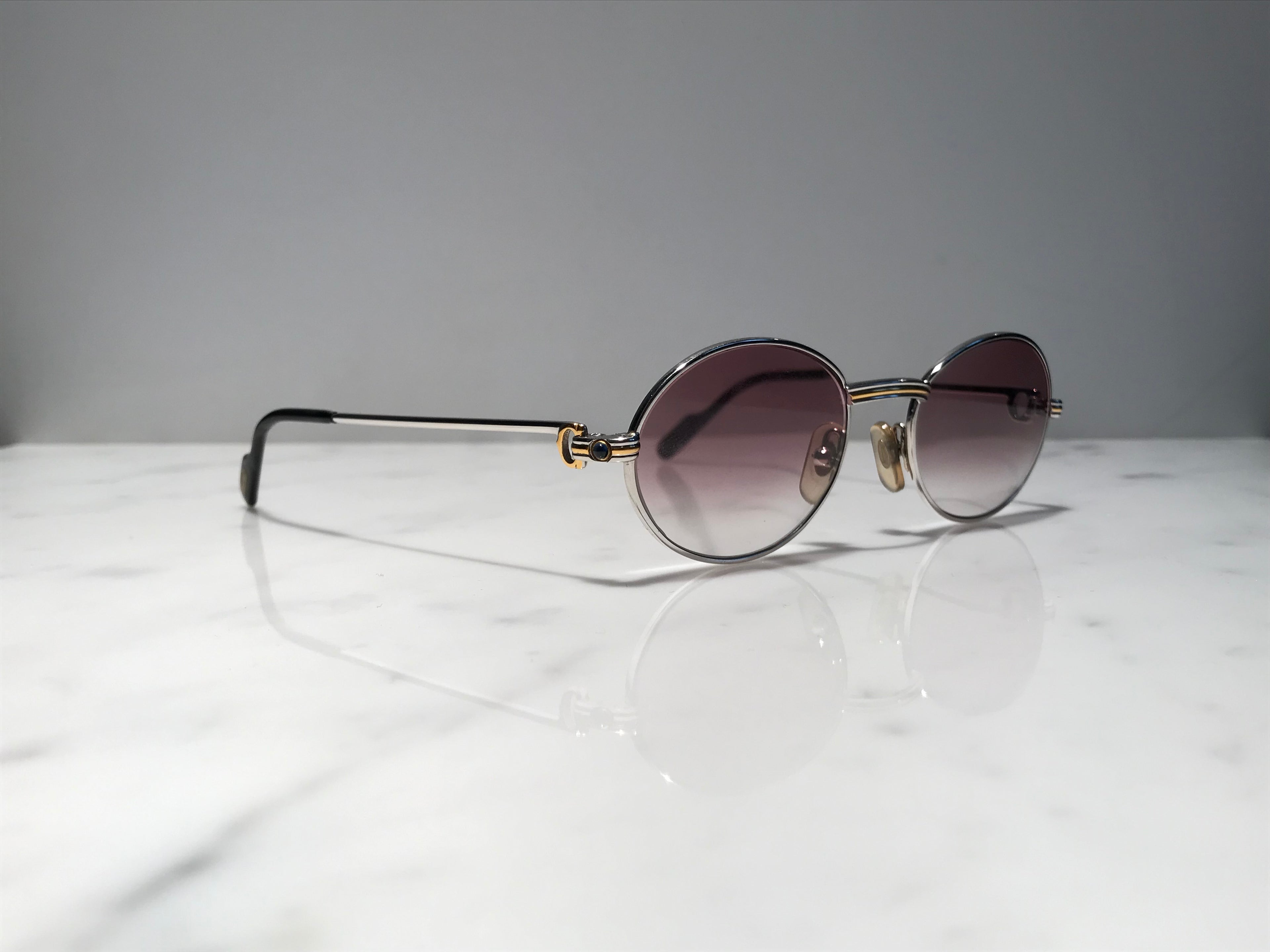 Cartier St Honore Sapphire Platinum Gold Sunglasses Glasses Eyeglasses Frame