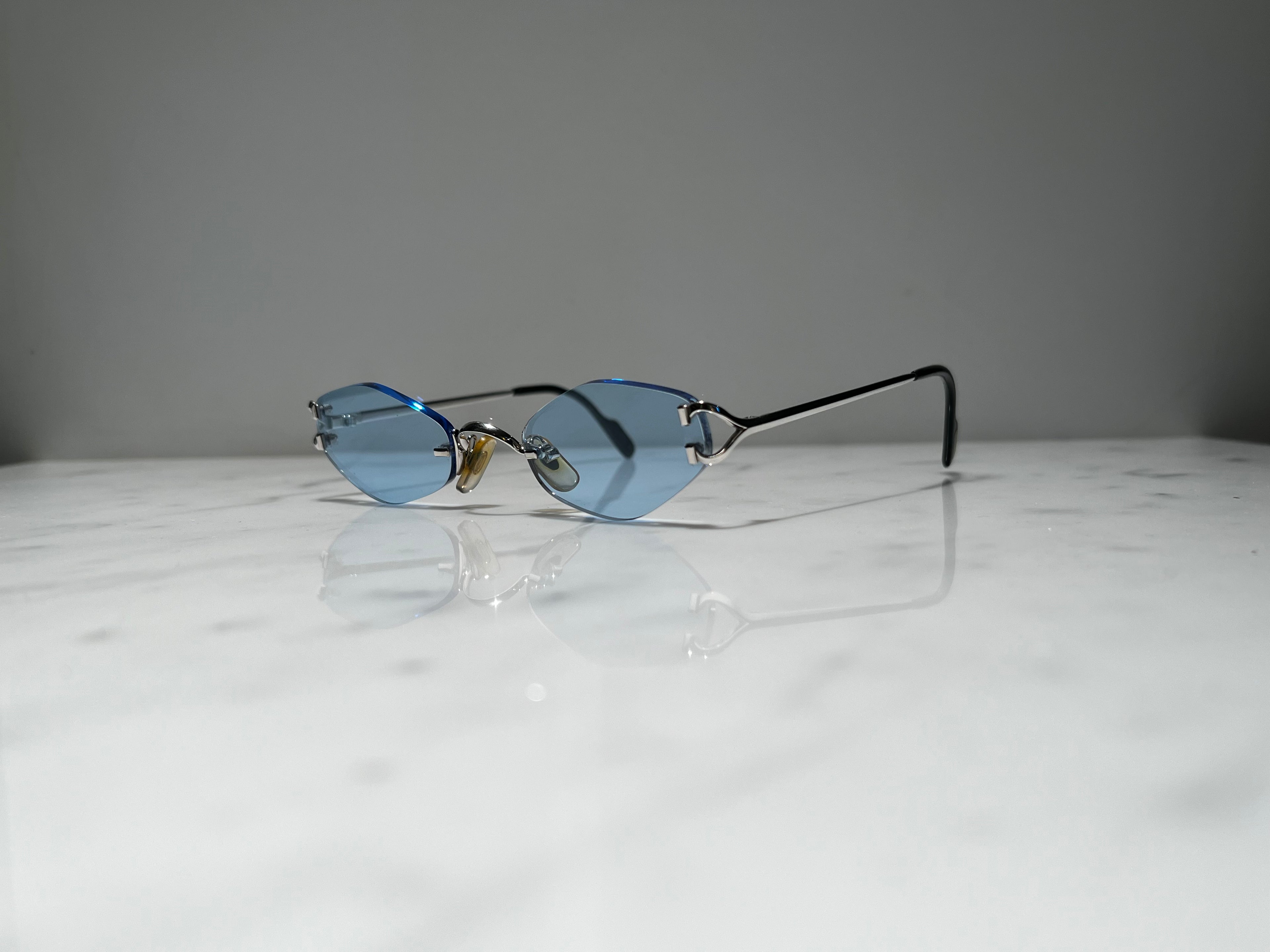 Cartier C’Decor Scala Wire Platinum Sunglasses Glasses Horn Wood Buffs