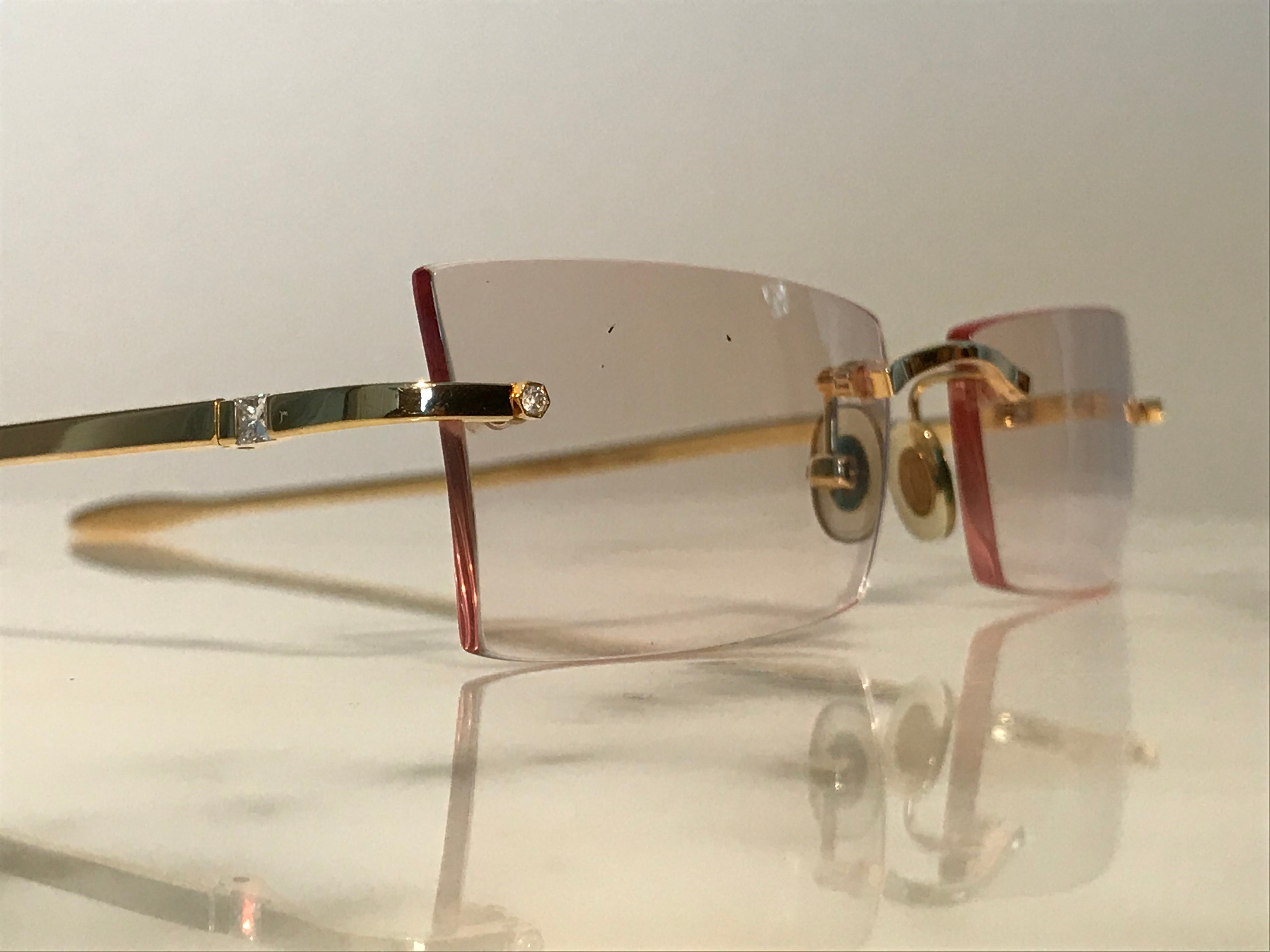 Cartier Tank No 95 18k Solid Yellow Gold Vintage Sunglasses Glasses Frames - Braglia