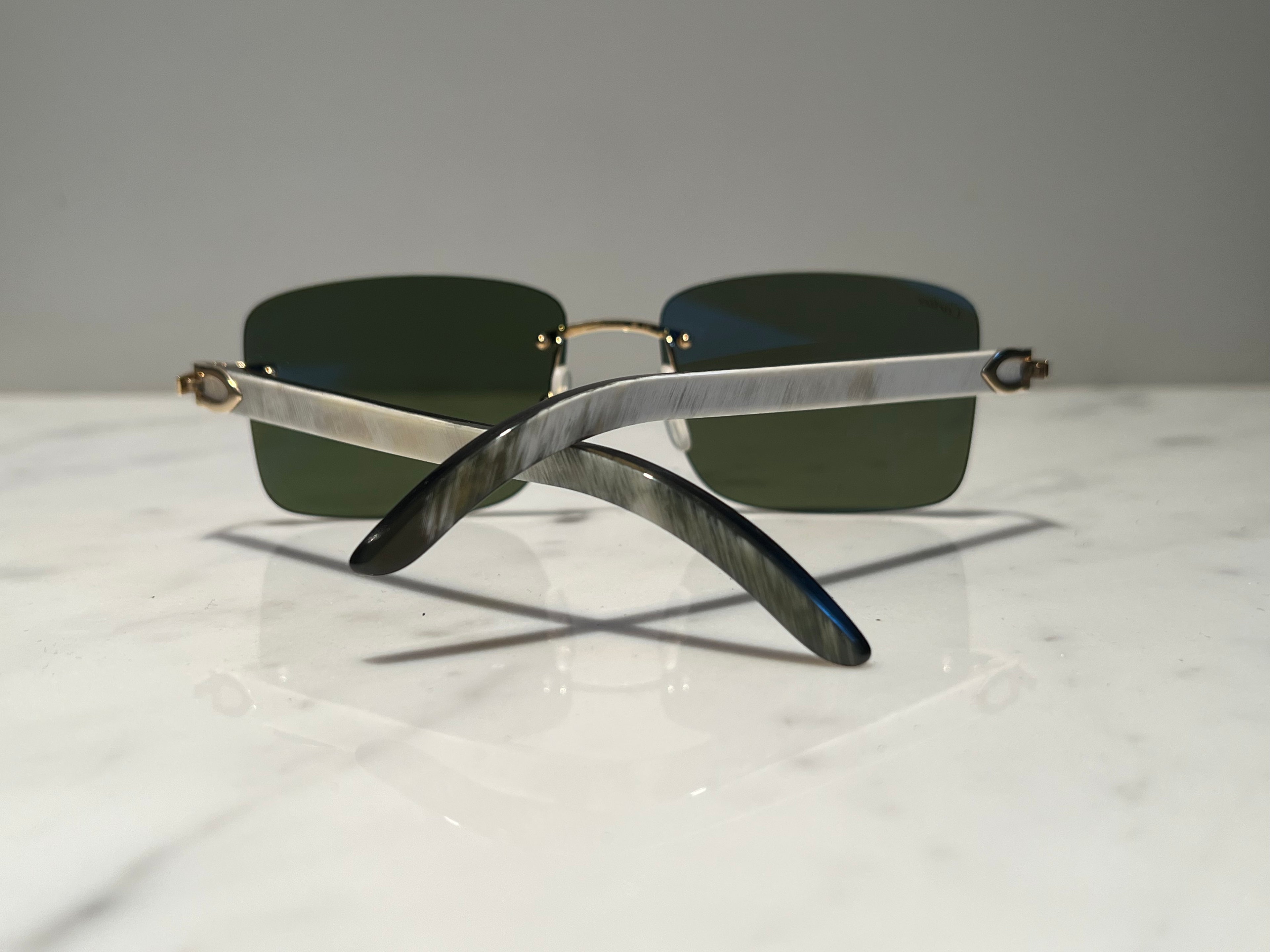 Cartier Rimless White Buffalo Horn 18k Gold  Glasses Sunglasses Eyeglasses Buffs