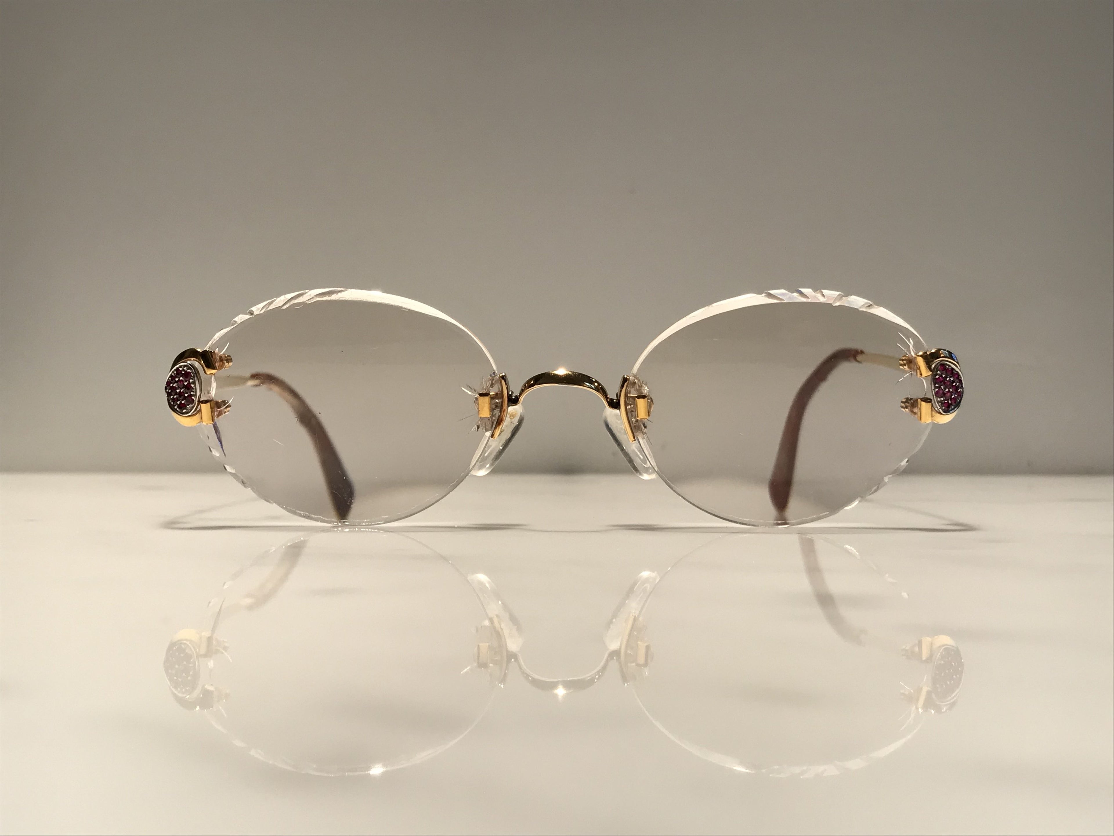 Cartier Vintage Ruby Scala C Decor Gold  Sunglasses Glasses Eyeglasses Frame