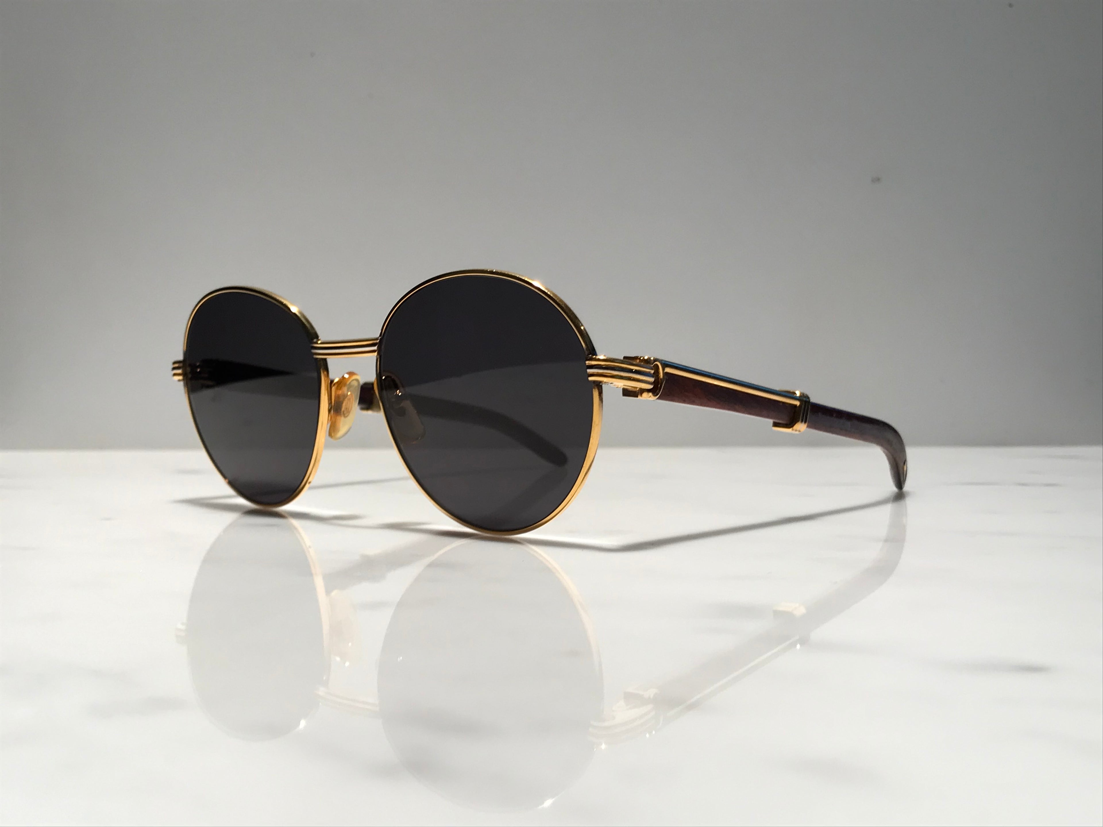 Cartier Bagatelle Gold Wood Sunglasses