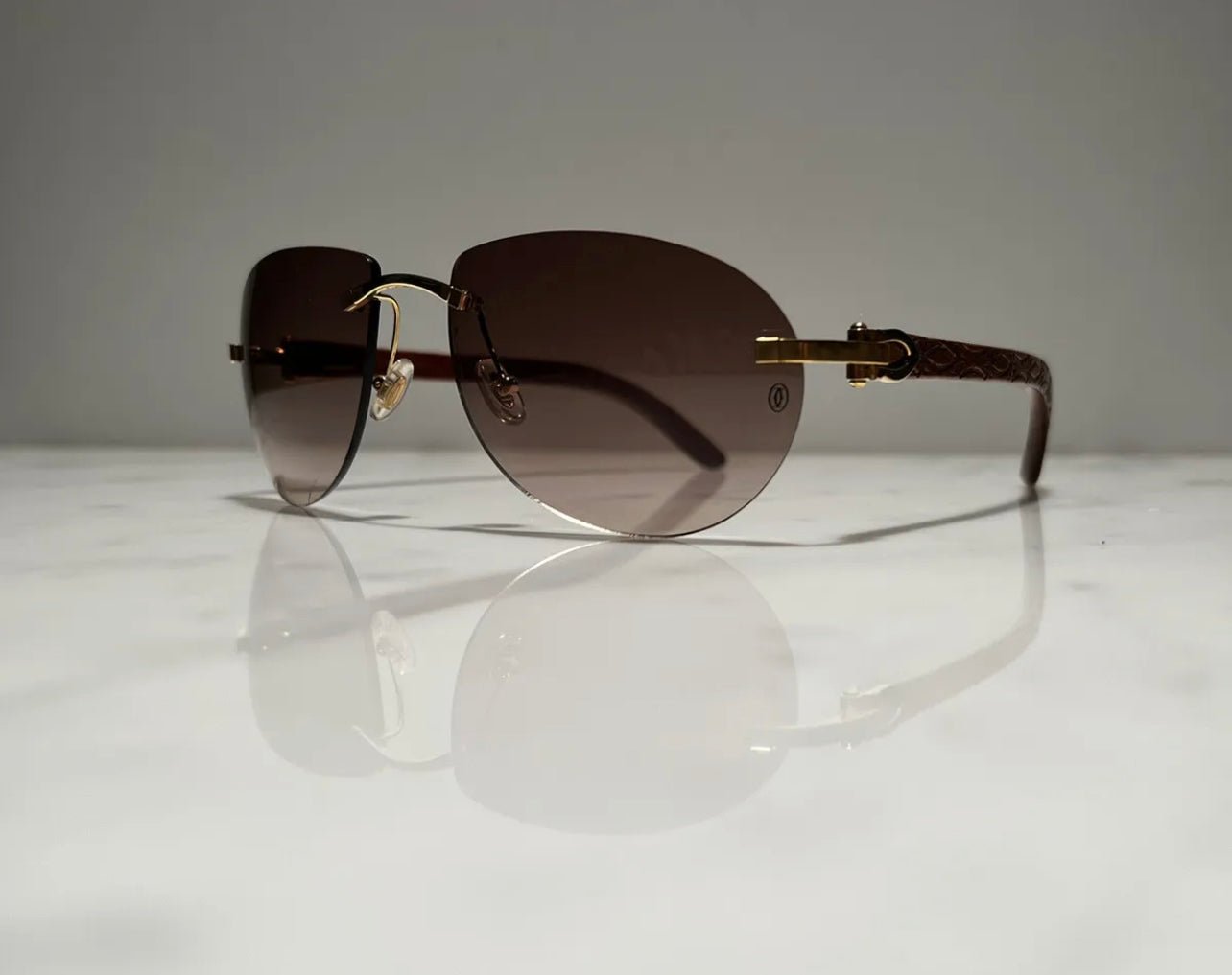 Cartier Logos Wood Gold Vintage Frames Sunglasses Glasses