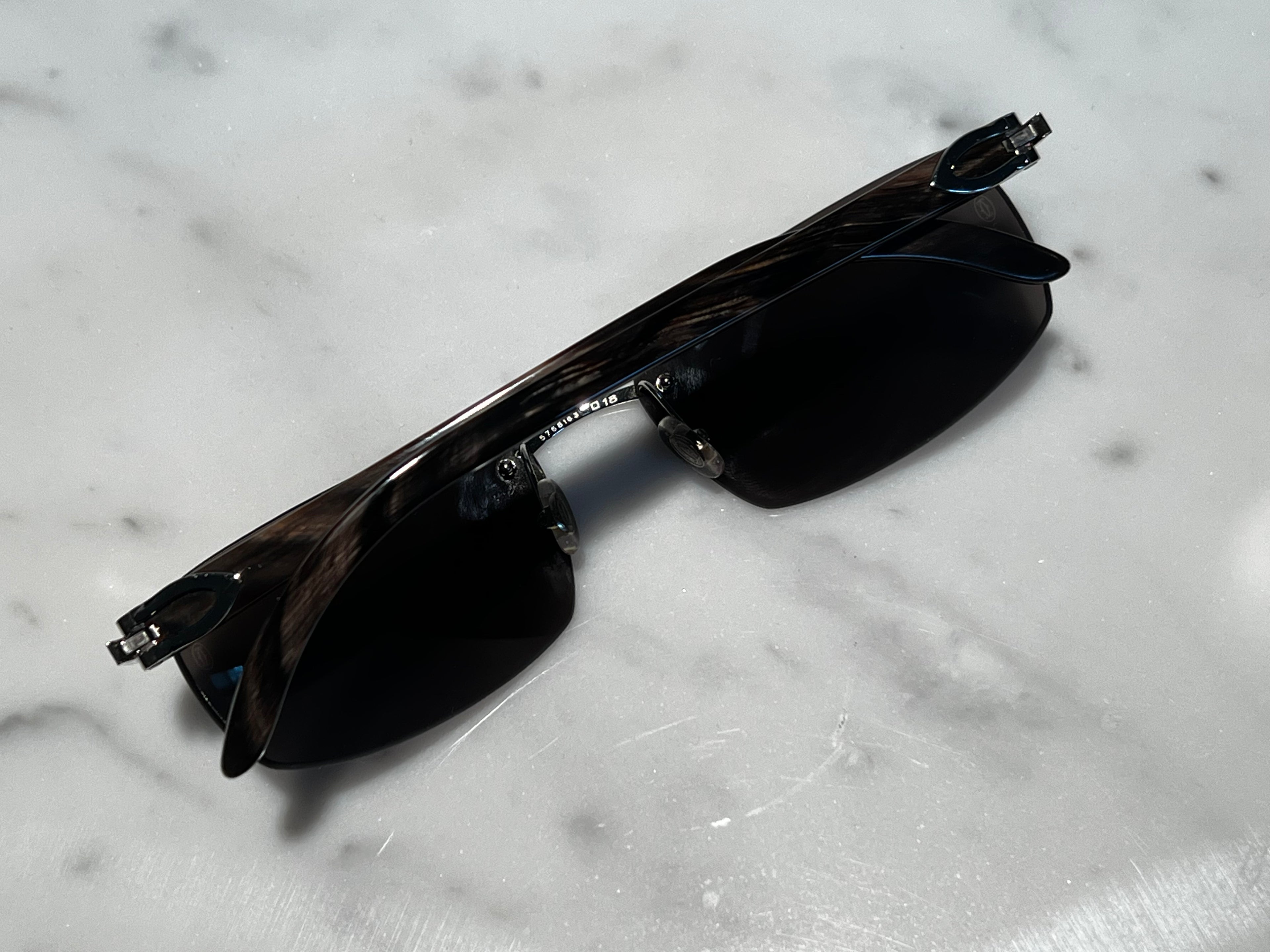 Cartier Rimless Black Buffalo Horn Platinum Glasses Sunglasses Eyeglasses Buffs