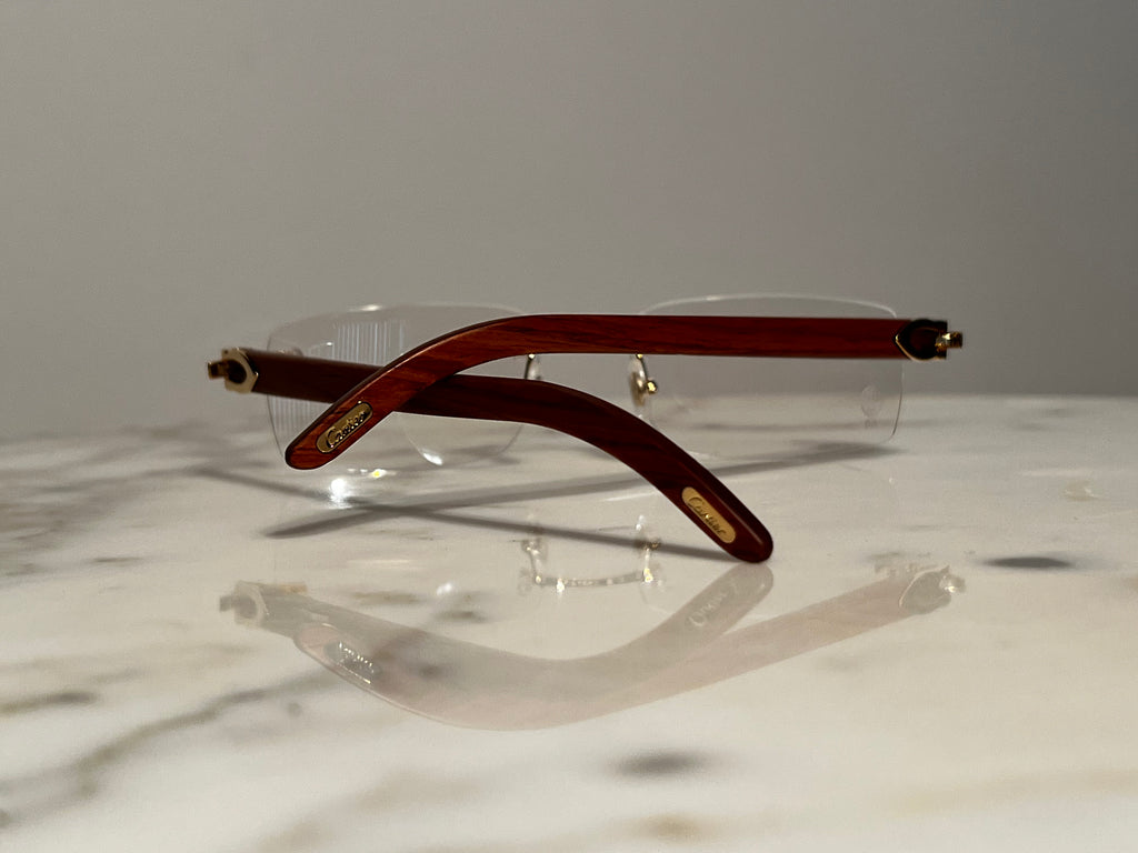 Cartier Bubinga Wood Gold Frames Sunglasses Glasses