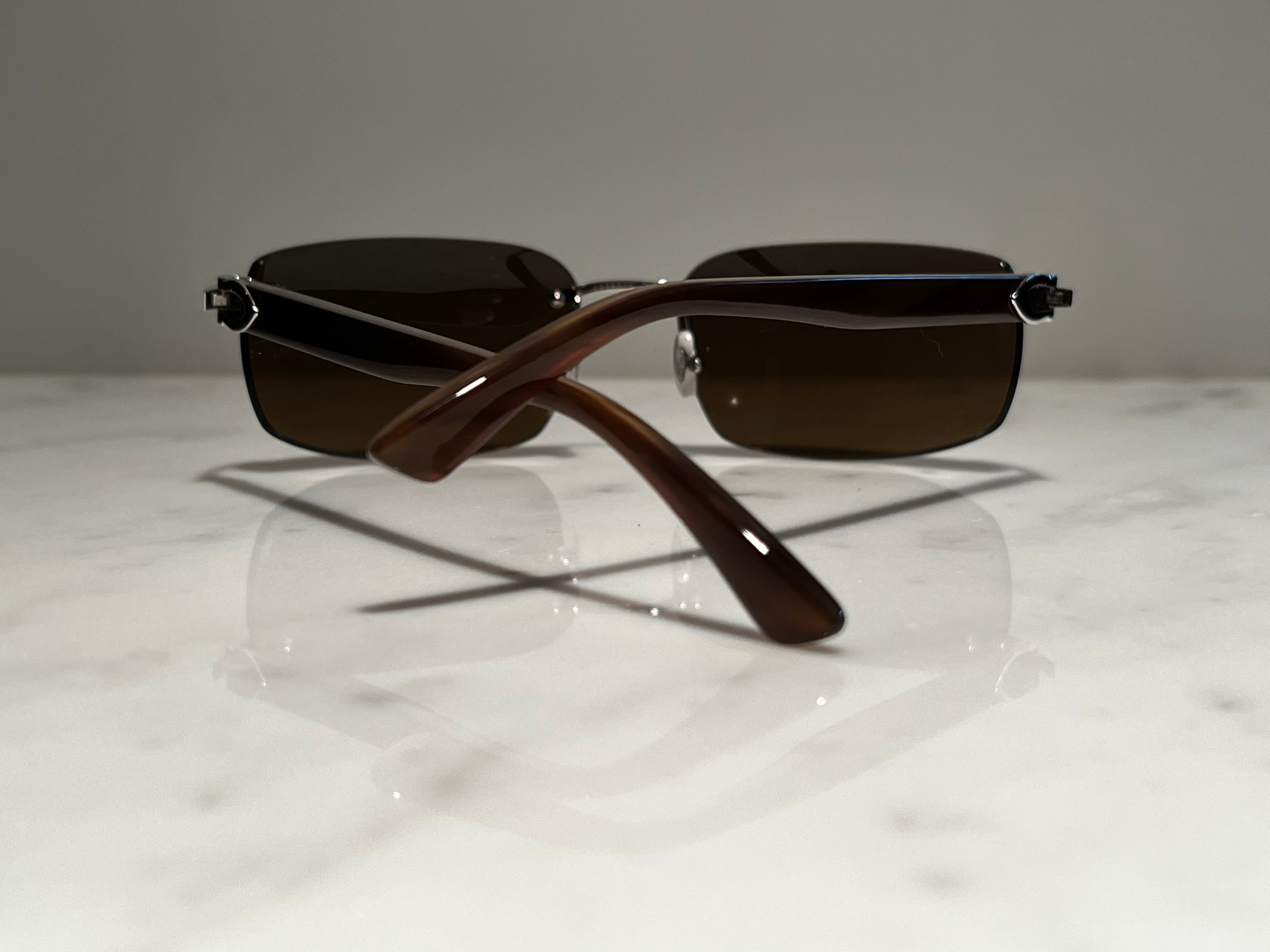 Cartier Brown Buffalo Horn & Platinum Sunglasses