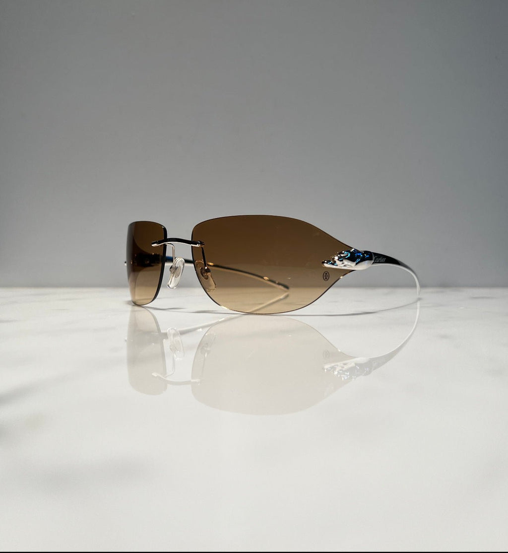 Cartier Panthere C Decor Platinum Sunglasses Glasses Eyeglasses Frame