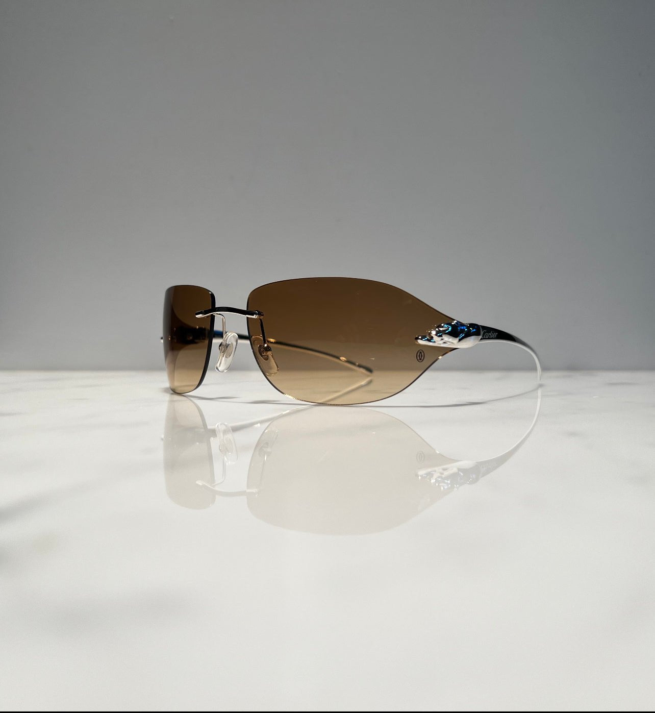 Cartier Panthere C Decor Platinum Sunglasses Glasses Eyeglasses Frame