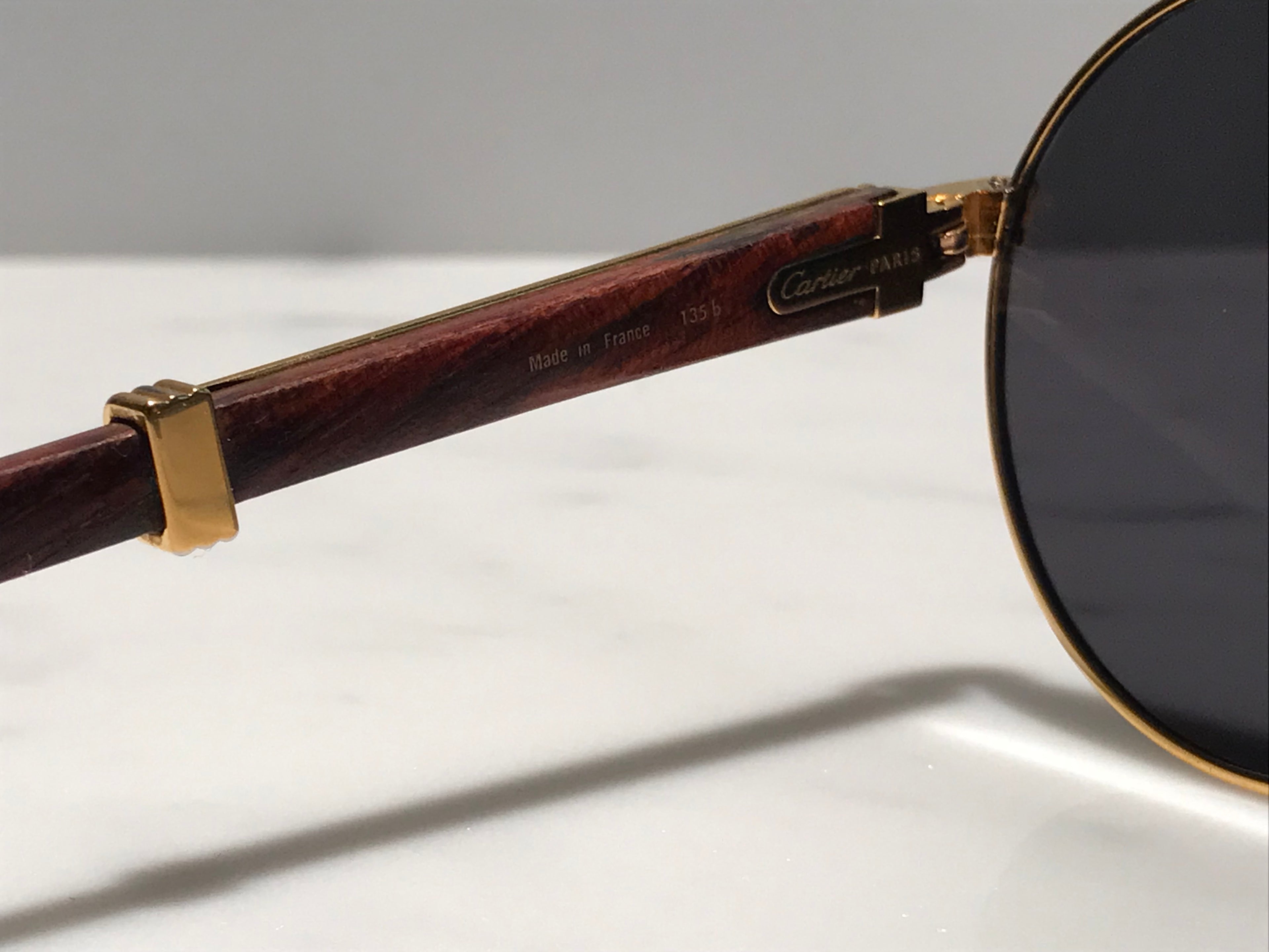 Cartier Bagatelle Gold Wood Sunglasses