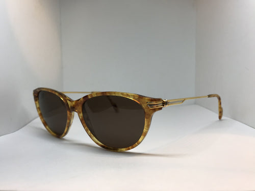 Cartier 22k Gold Jaspe Cat Sunglasses Glasses Eyeglasses Frame Vintage Wood Buff - Braglia