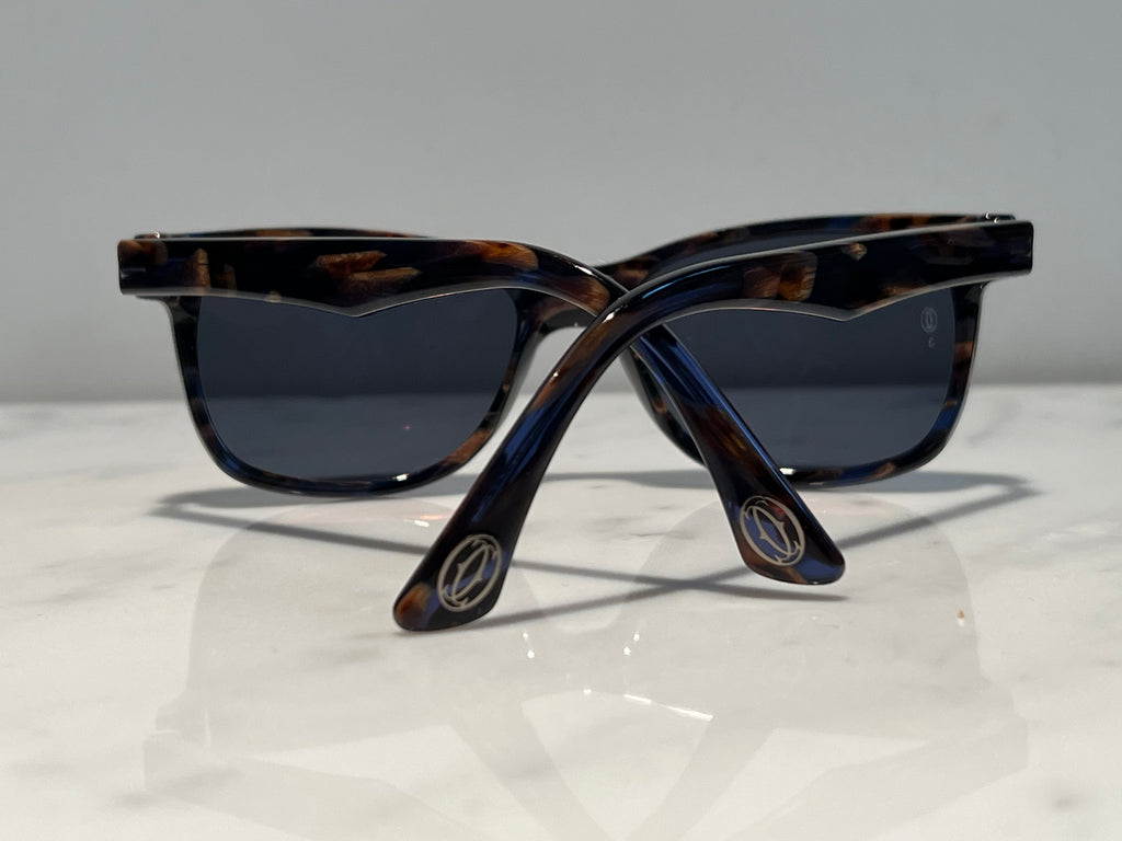 Cartier Duke Square Vintage Glasses Sunglasses Frames Horn Woods Platinum
