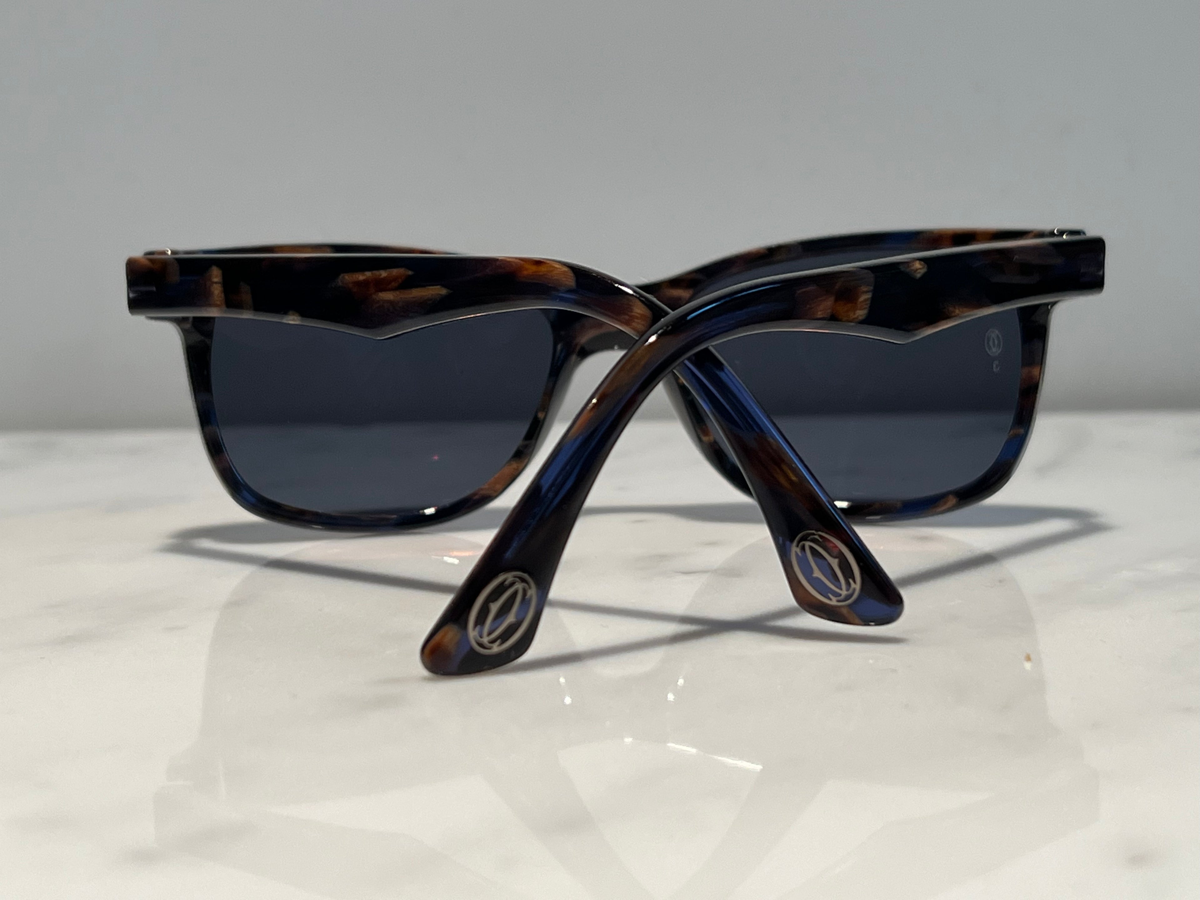 Cartier Duke Square Vintage Glasses Sunglasses Frames Horn Woods Platinum