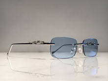 Load image into Gallery viewer, 18k White Gold Giaguaro Sunglasses Sky Fall Blue Lenses
