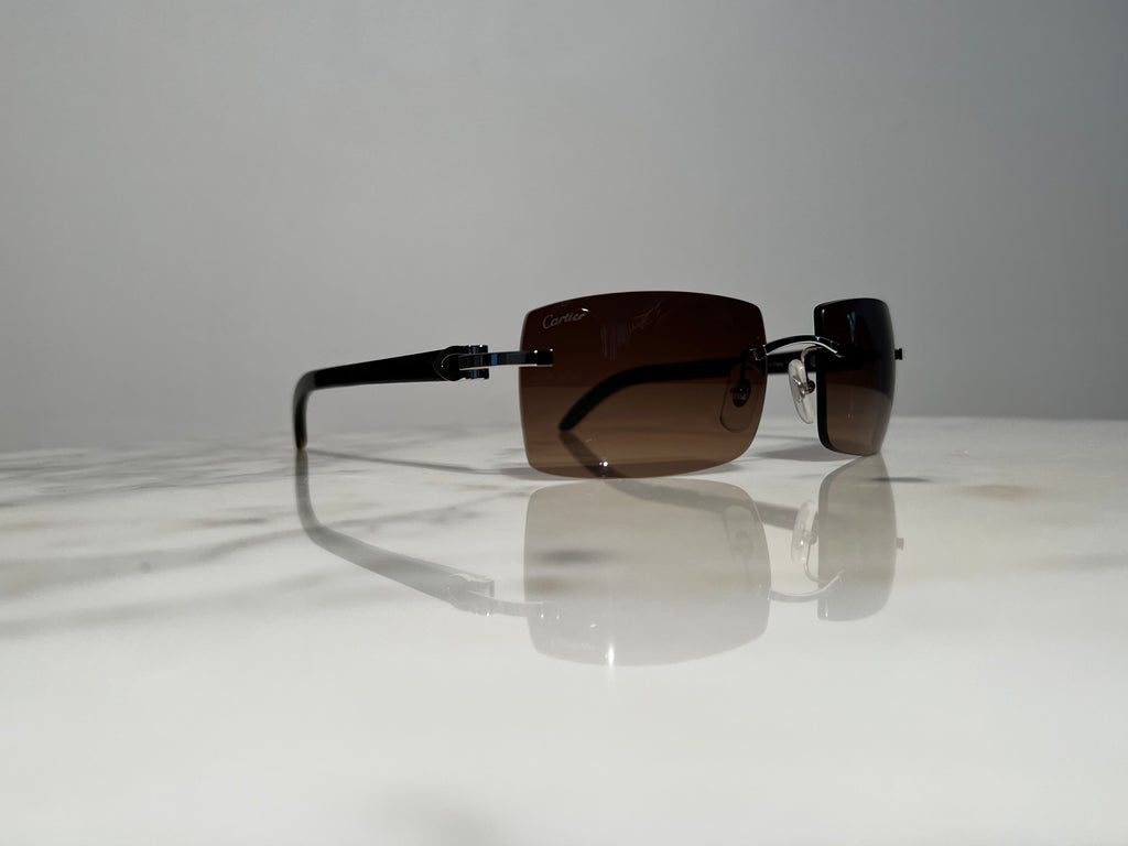 Cartier Buffalo Horn Platinum Frames Sunglasses Glasses