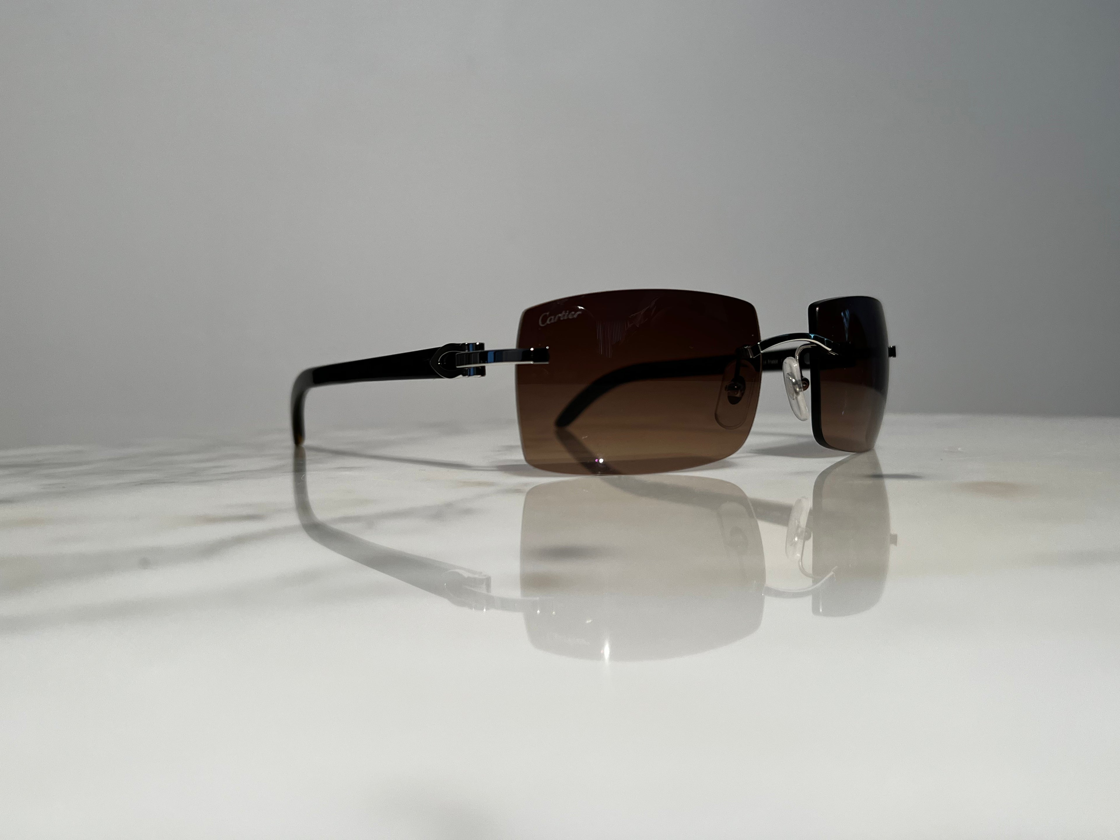 Cartier Buffalo Horn Platinum Frames Sunglasses Glasses