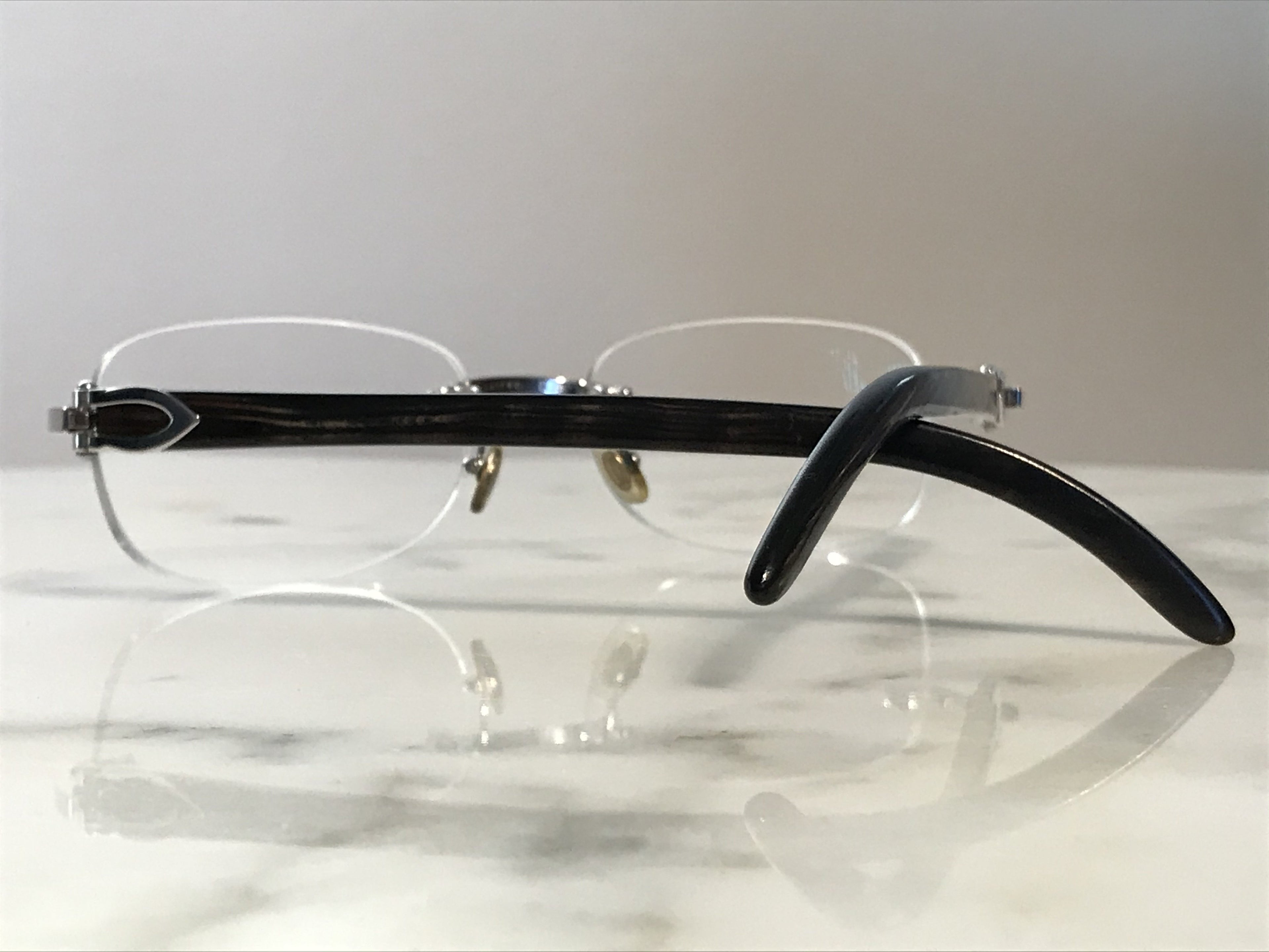 Cartier Platinum Buffalo Horn Rimless Glasses Sunglasses - Braglia