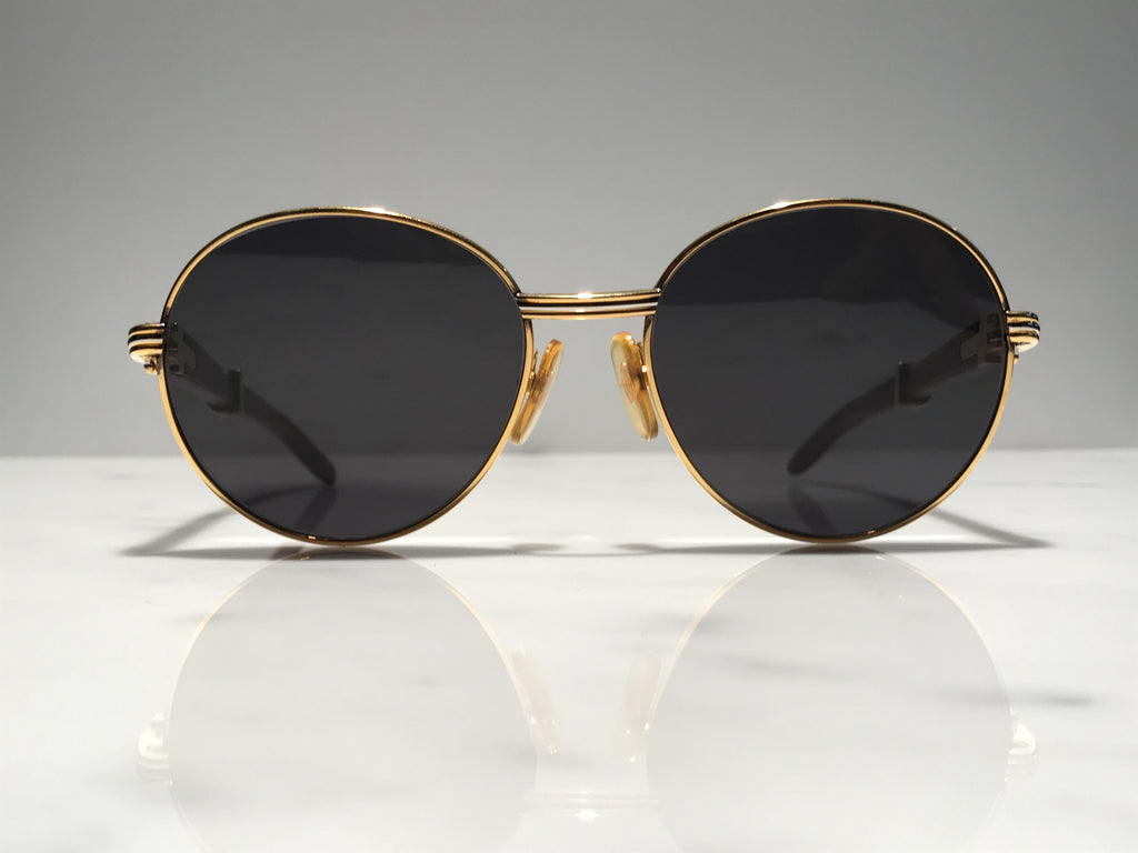 Cartier Bagatelle Gold Wood Sunglasses