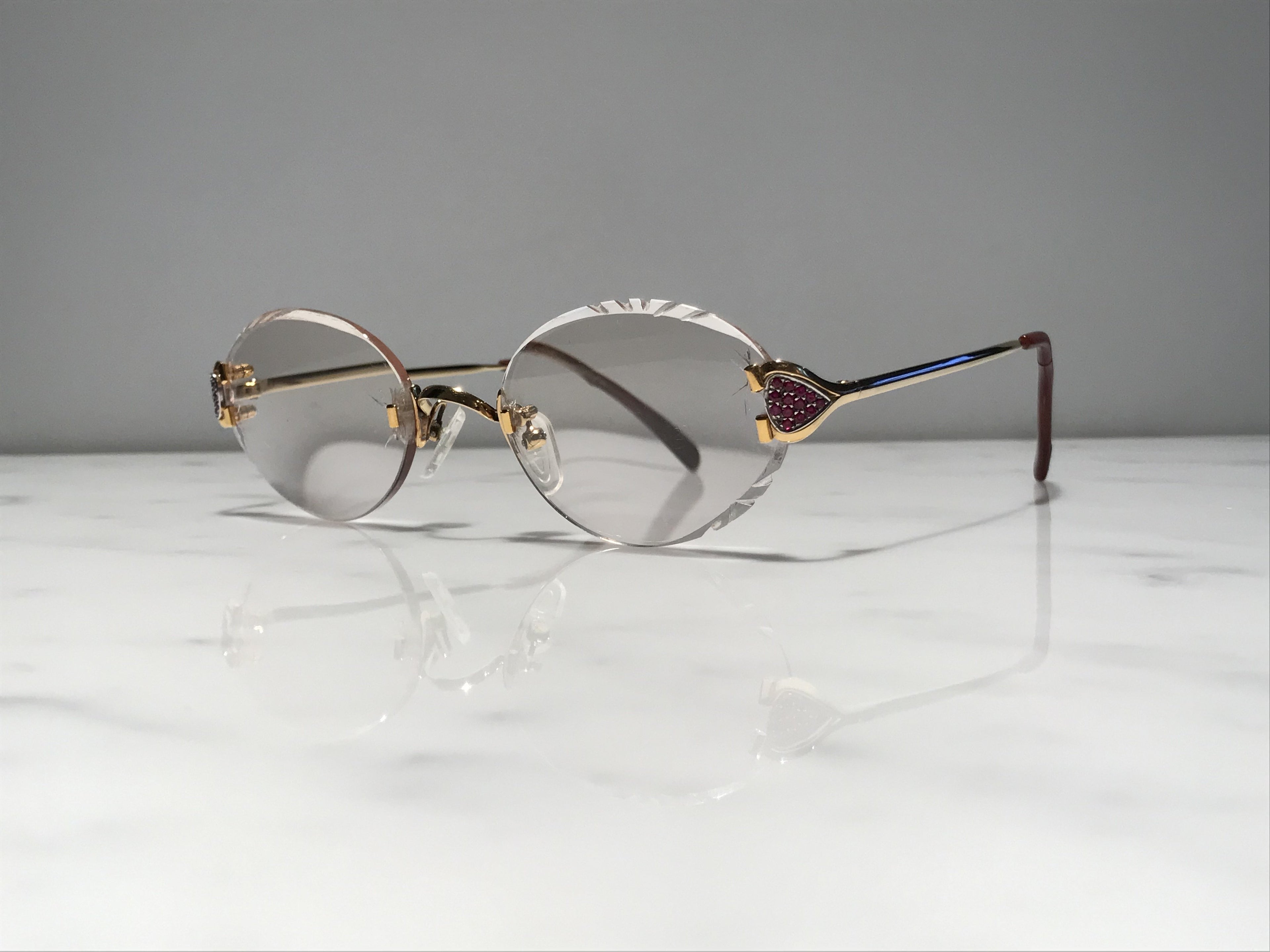 Cartier Vintage Ruby Scala C Decor Gold  Sunglasses Glasses Eyeglasses Frame