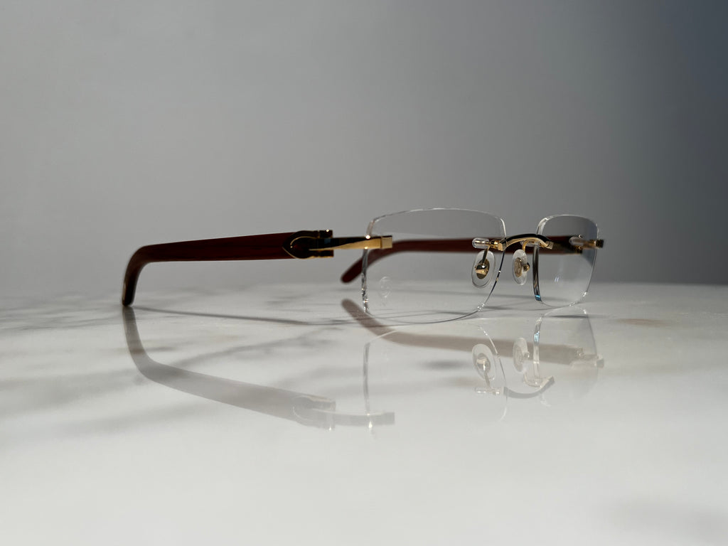 Cartier Bubinga Wood Gold Frames Sunglasses Glasses