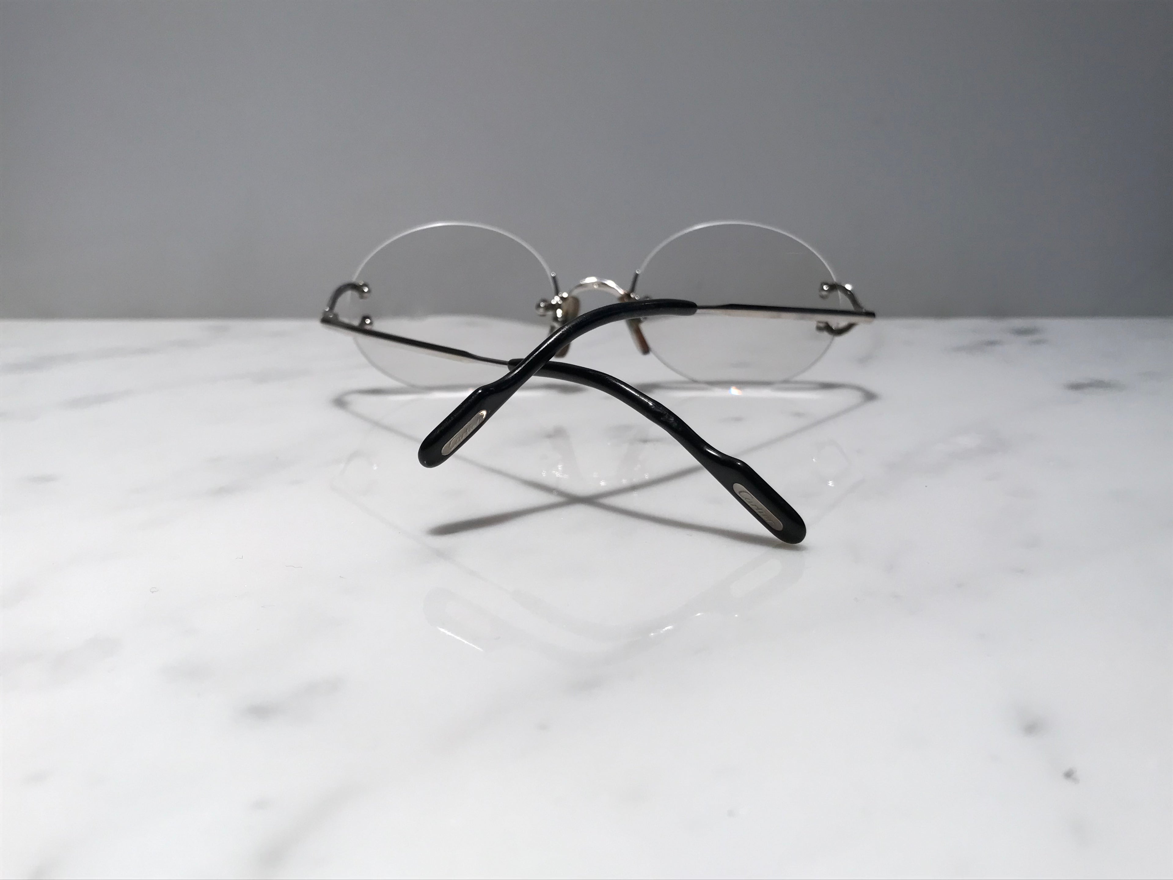 Cartier Vintage Scala C Decor Platinum Sunglasses Glasses Eyeglasses Frame