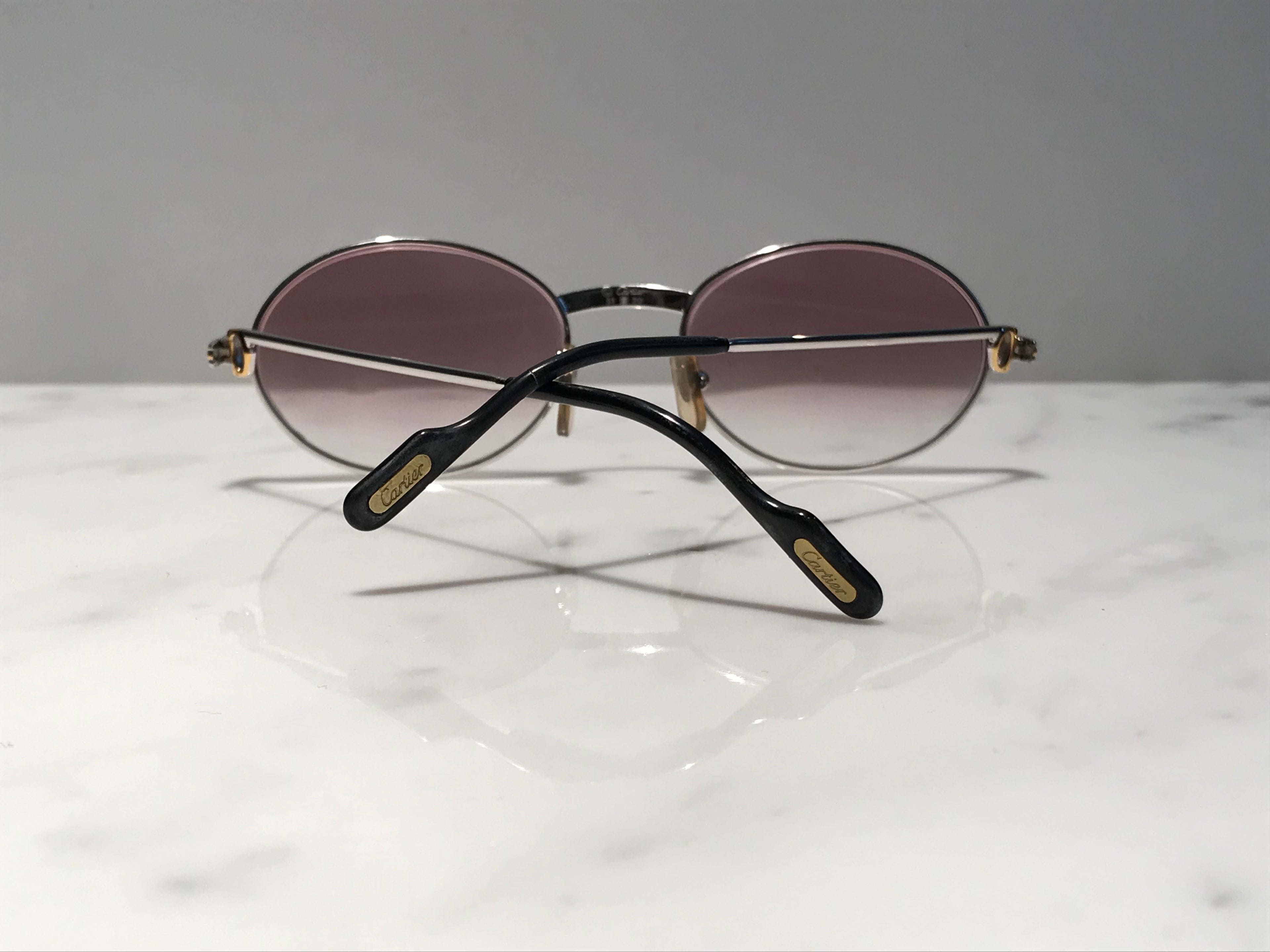 Cartier St Honore Sapphire Platinum Gold Sunglasses Glasses Eyeglasses Frame