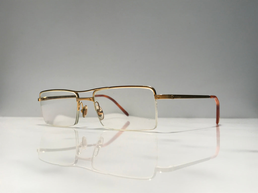 Cartier Half Rim Santos Gold Vintage Sunglasses Glasses Eyeglasses Frame