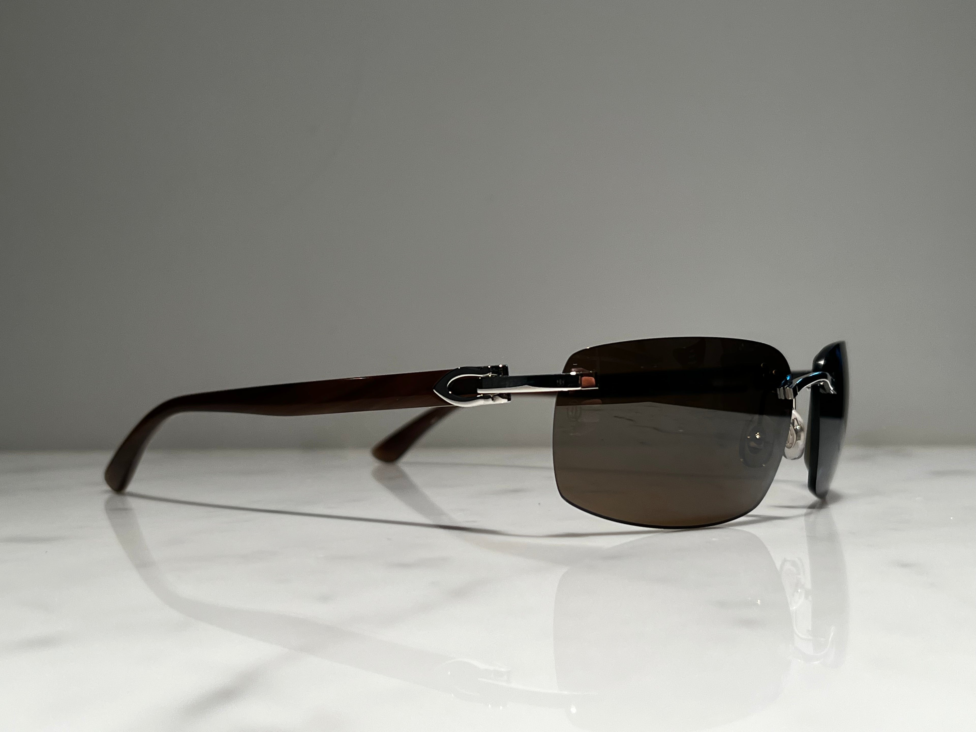 Cartier Brown Buffalo Horn & Platinum Sunglasses