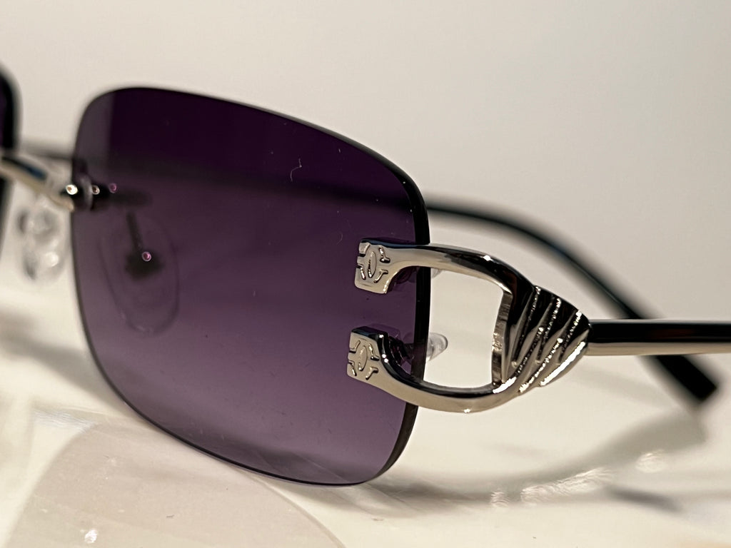 Bonano Venician White Gold Rimless Sunglasses Frame