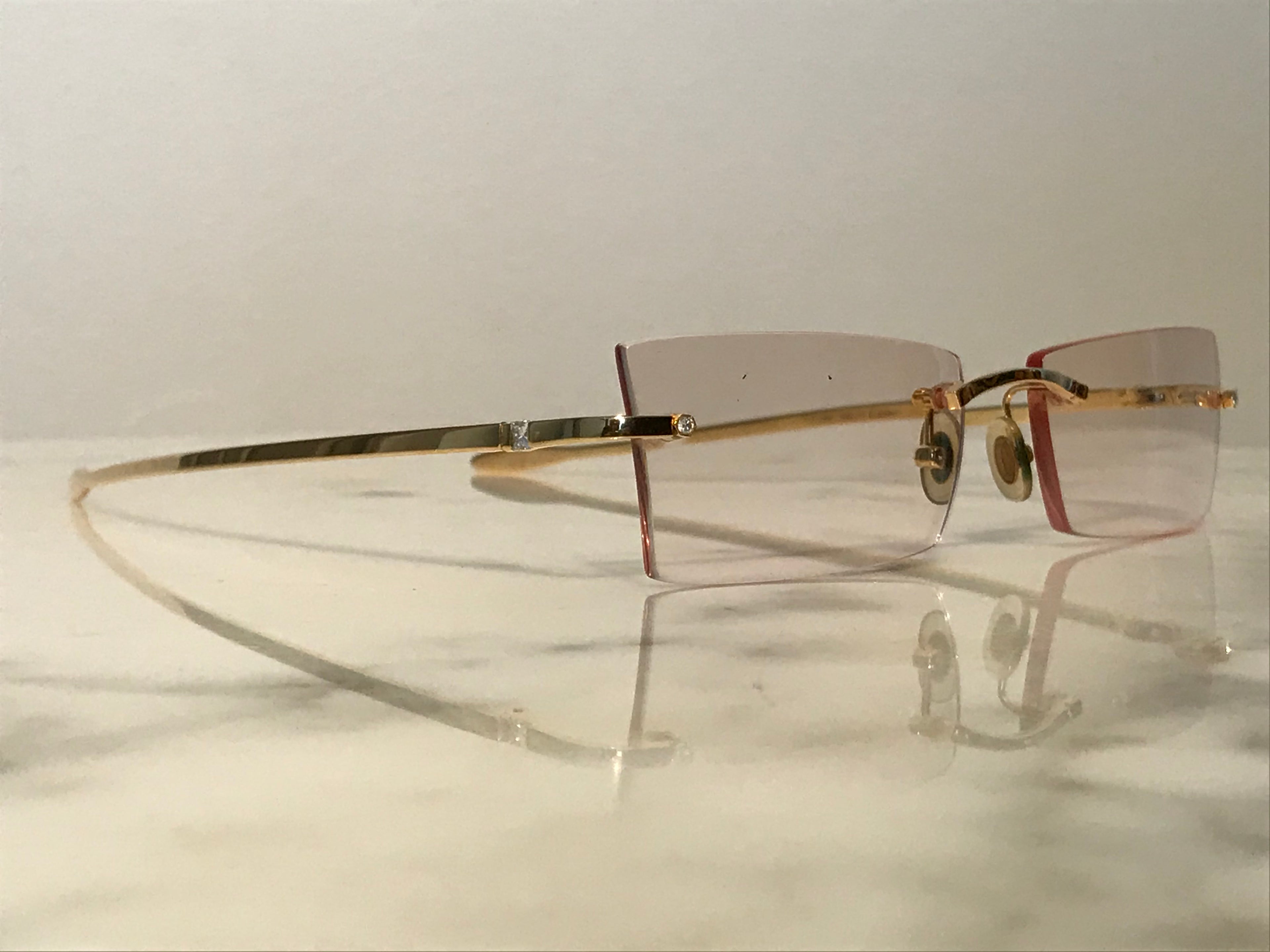 Cartier Tank No 95 18k Solid Yellow Gold Vintage Sunglasses Glasses Frames - Braglia
