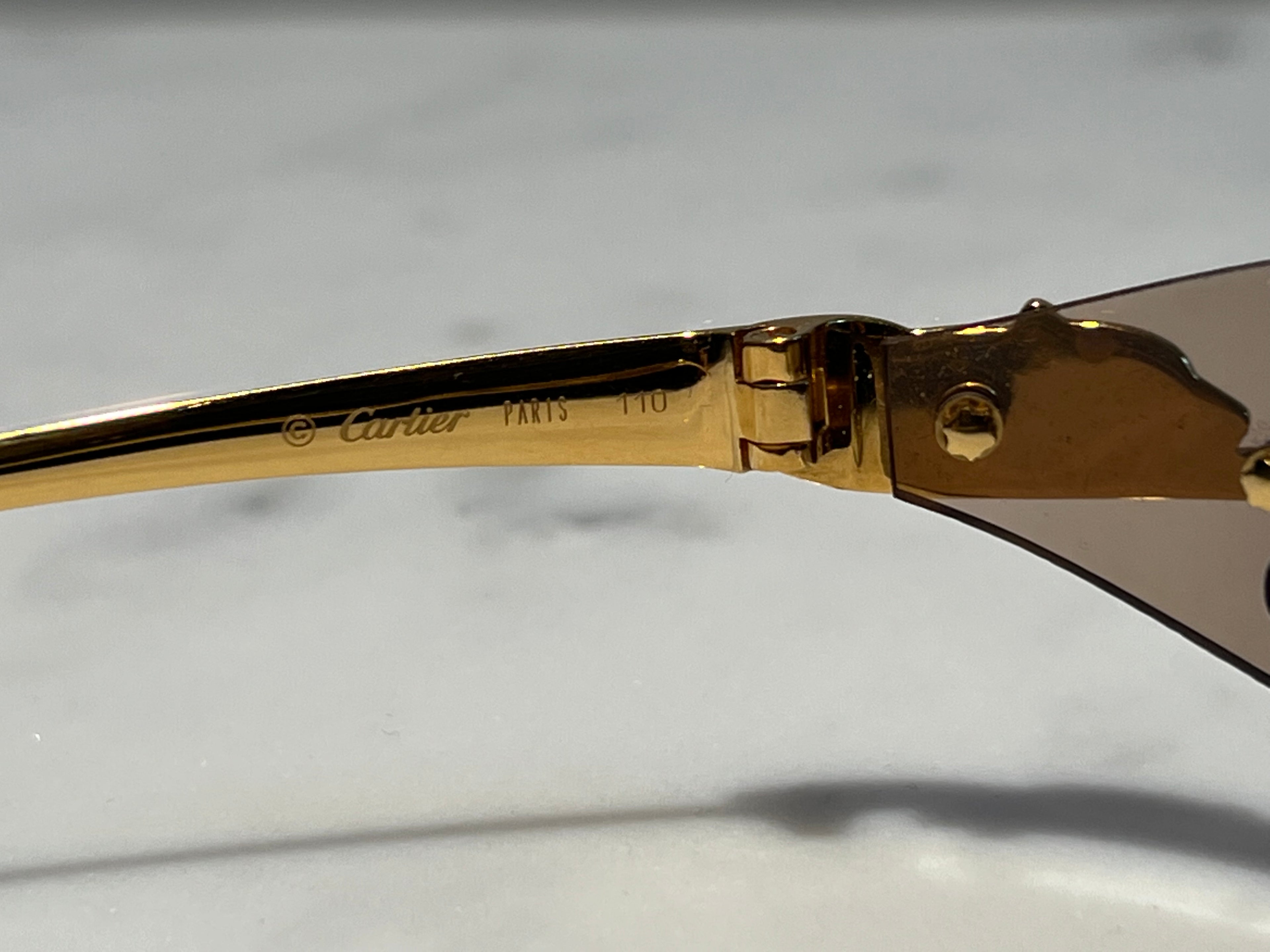 Cartier Panthere Gold Sunglasses Glasses Eyeglasses Frame Wood Buffs