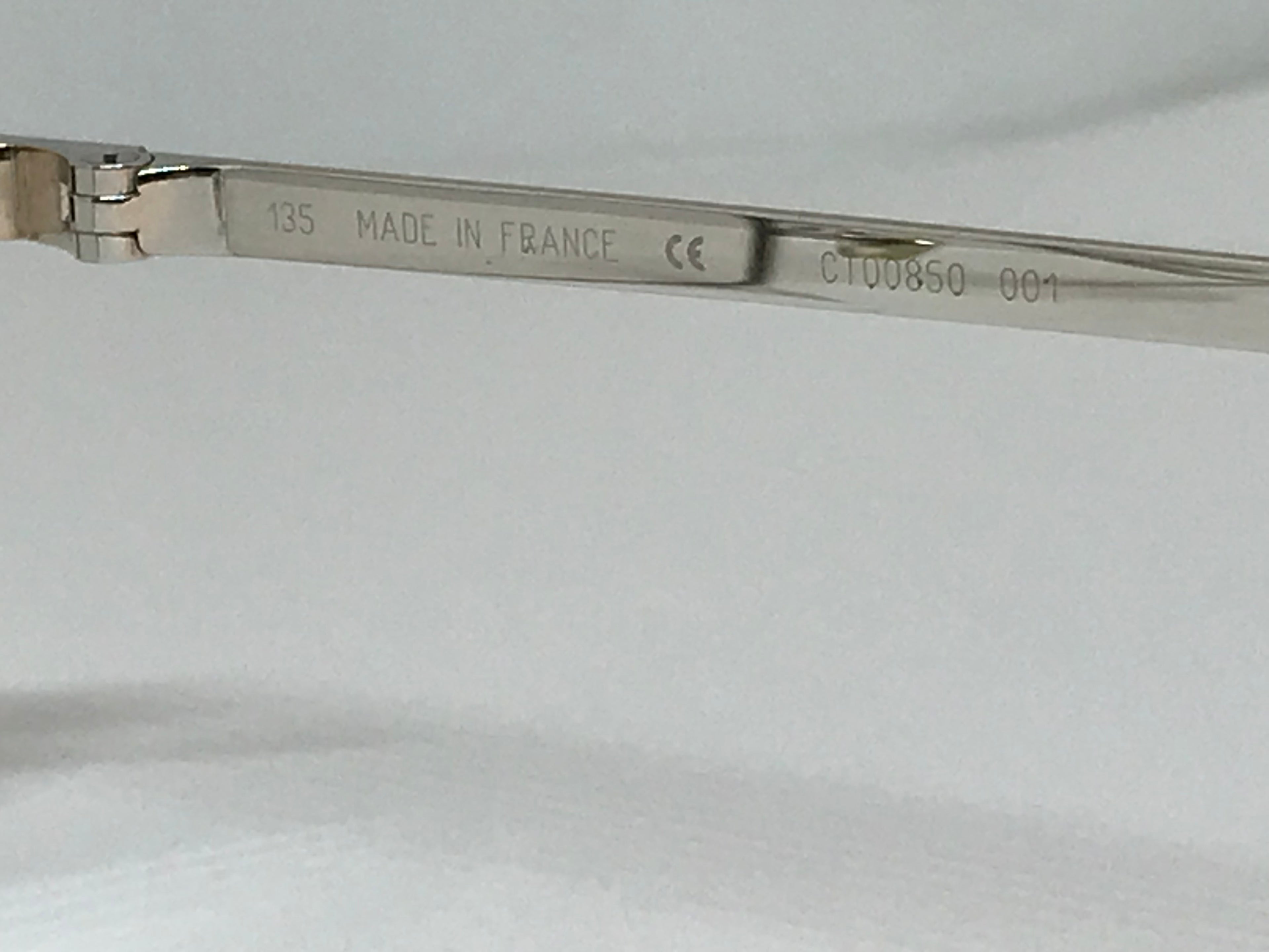 Cartier Santos Platinum Gold Vintage Sunglasses Glasses Eyeglasses Frame - Braglia