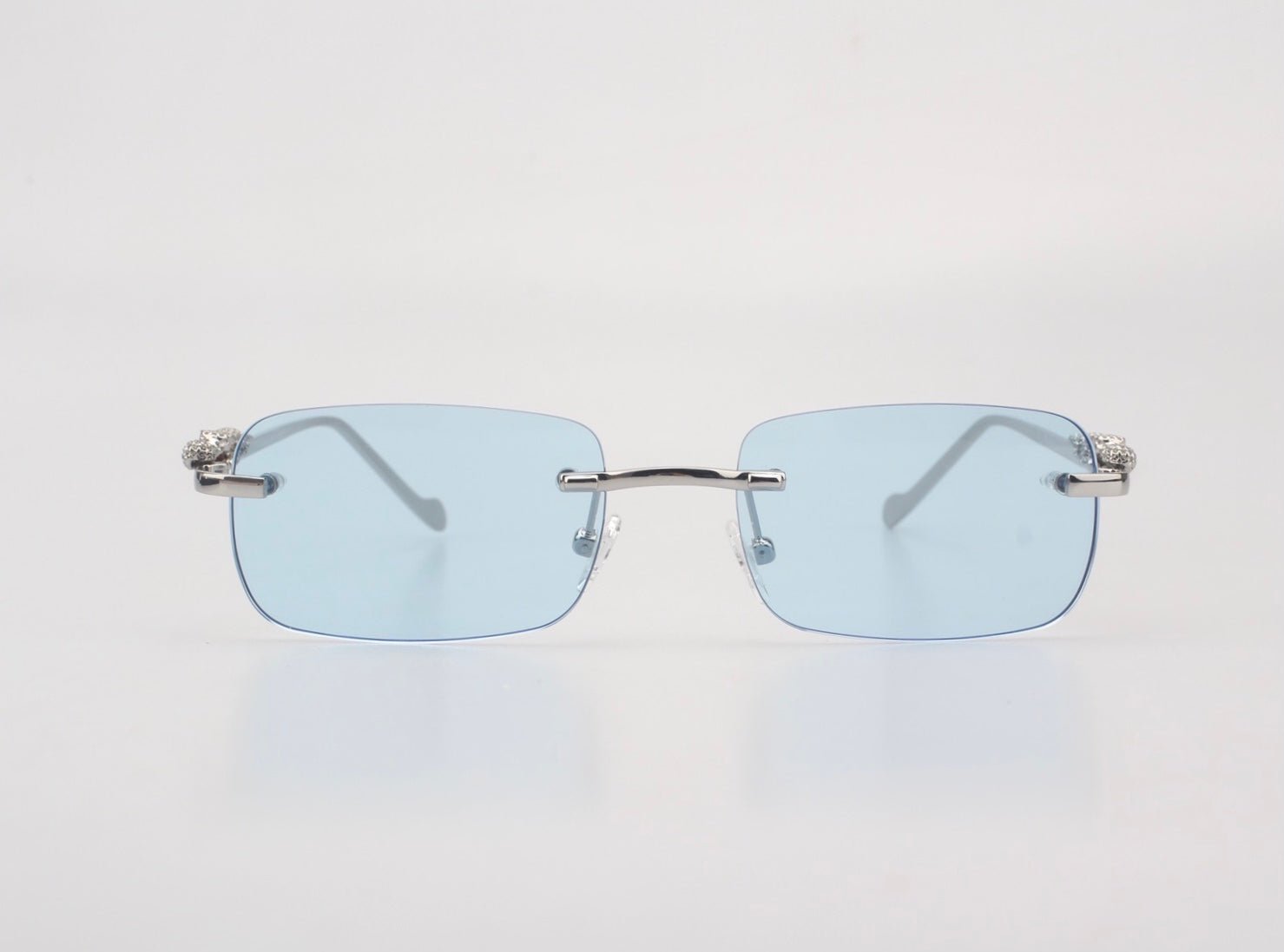 18k White Gold Giaguaro Sunglasses Sky Fall Blue Lenses