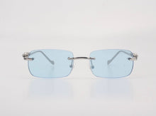 Load image into Gallery viewer, 18k White Gold Giaguaro Sunglasses Sky Fall Blue Lenses
