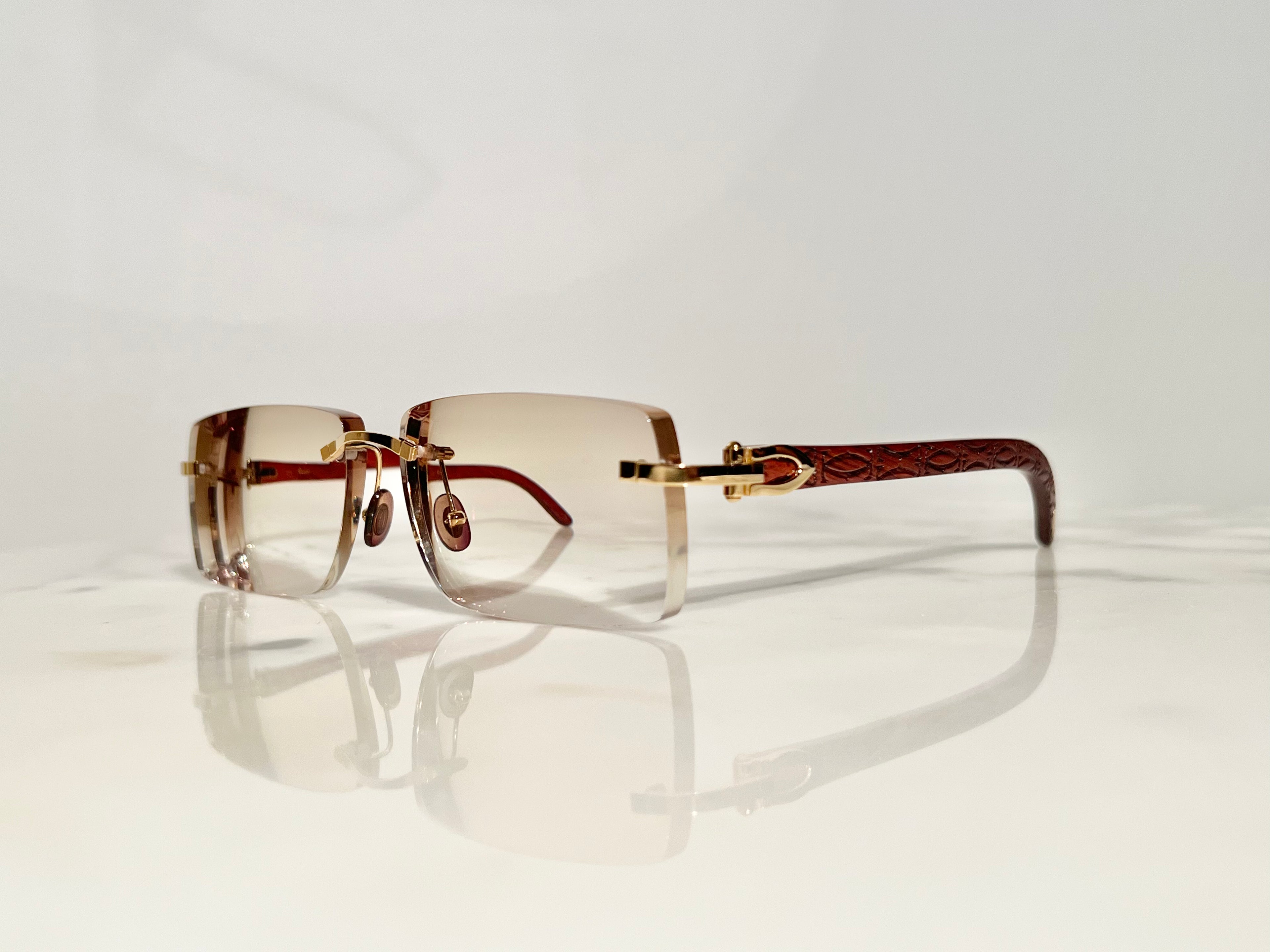 Cartier Logos Bubinga Wood Gold C’decor Frames Sunglasses Glasses