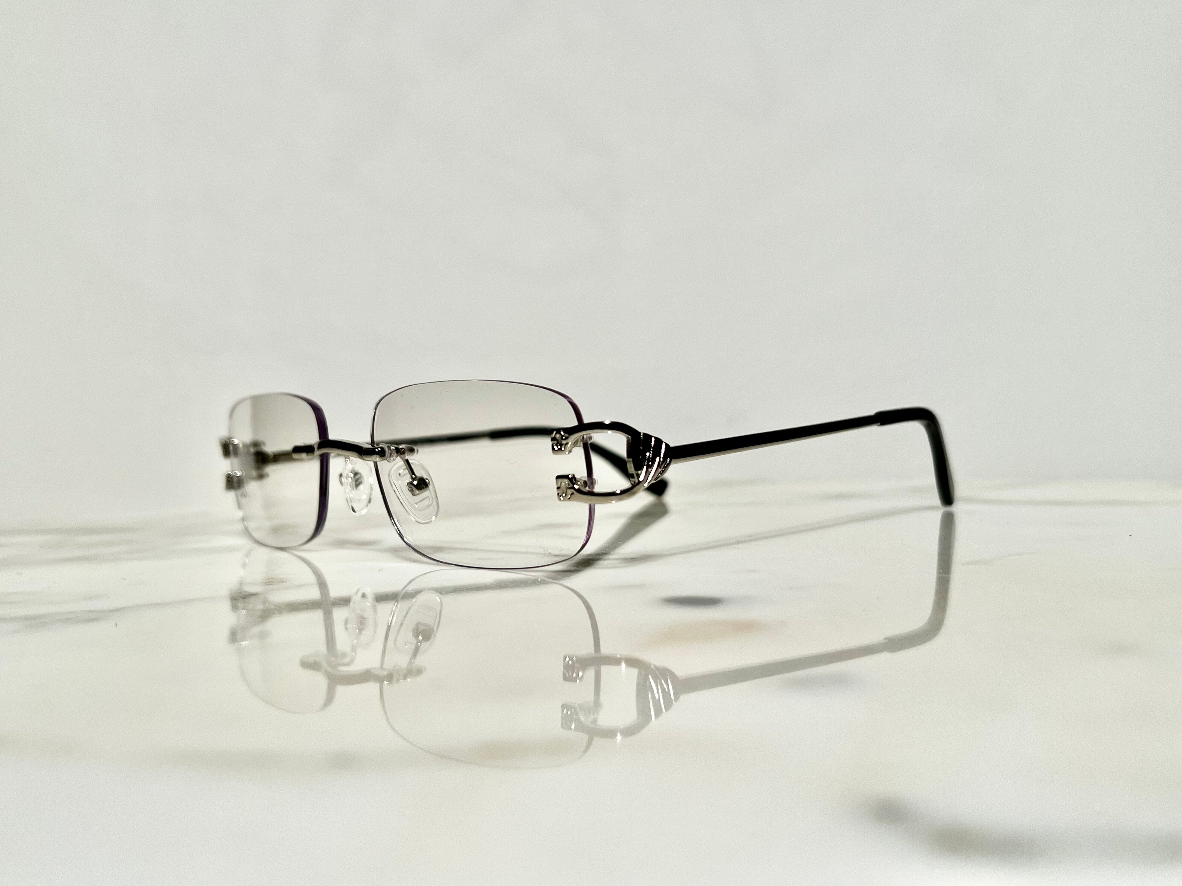 Bonano Venician White Gold Rimless Eyeglasses Frame