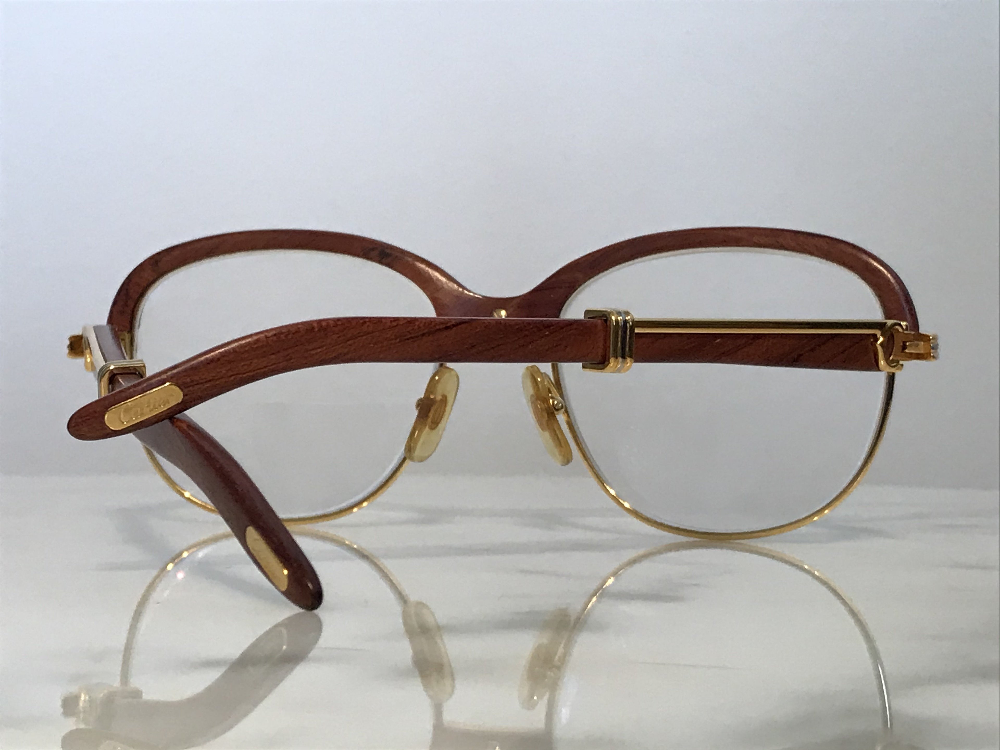 Cartier Malmaison 22k Gold Bubinga Wood Glasses Sunglasses Frame - Braglia