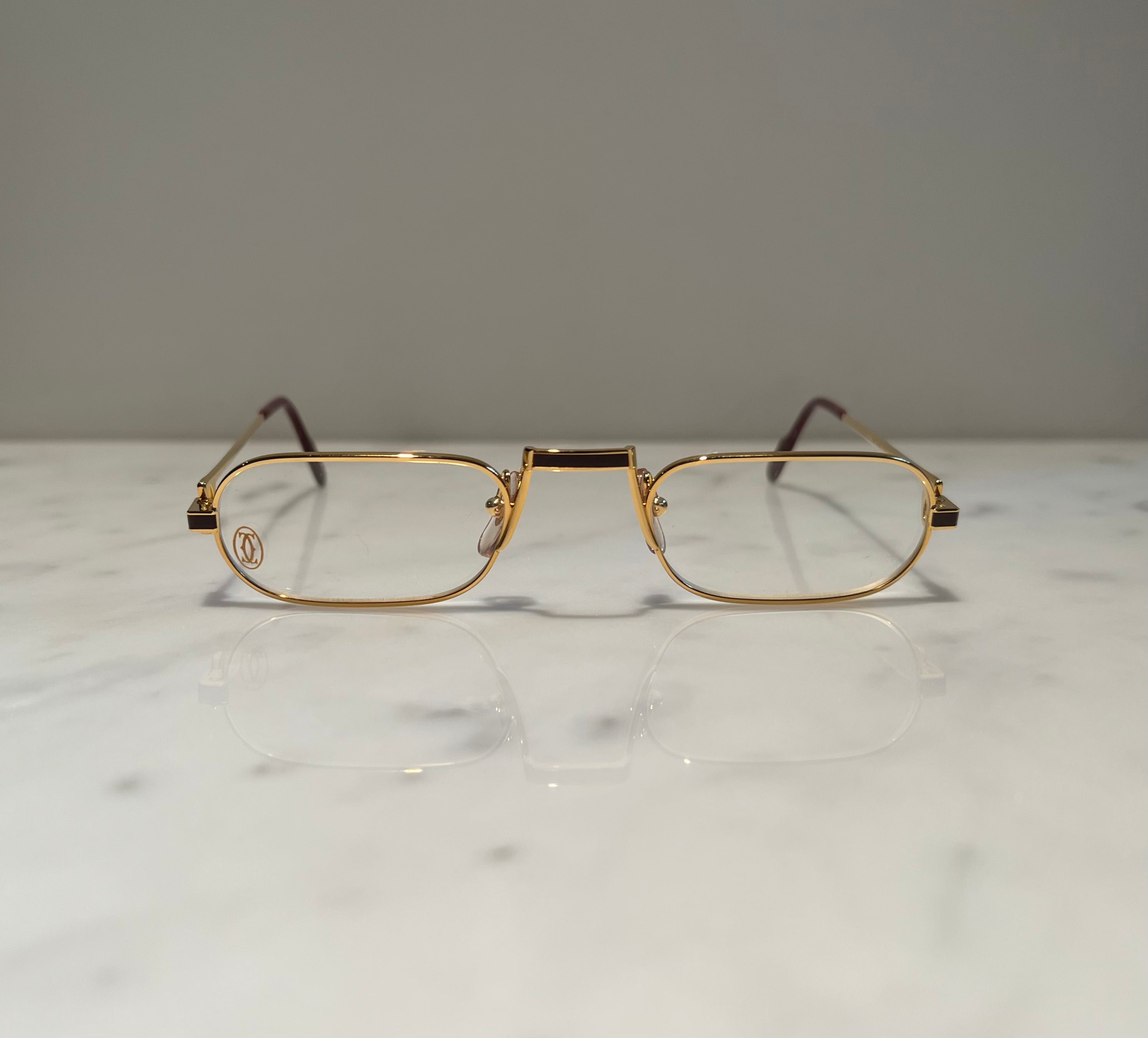 Cartier Demi Lune Vintage C Decor Gold Sunglasses Glasses Eyeglasses Frames