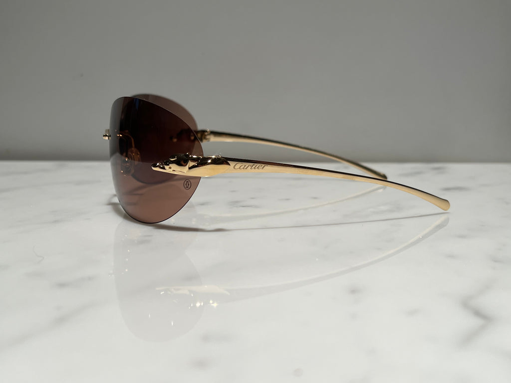 Cartier Panthere C Decor Gold Sunglasses Glasses Eyeglasses Frame Wood Buffs