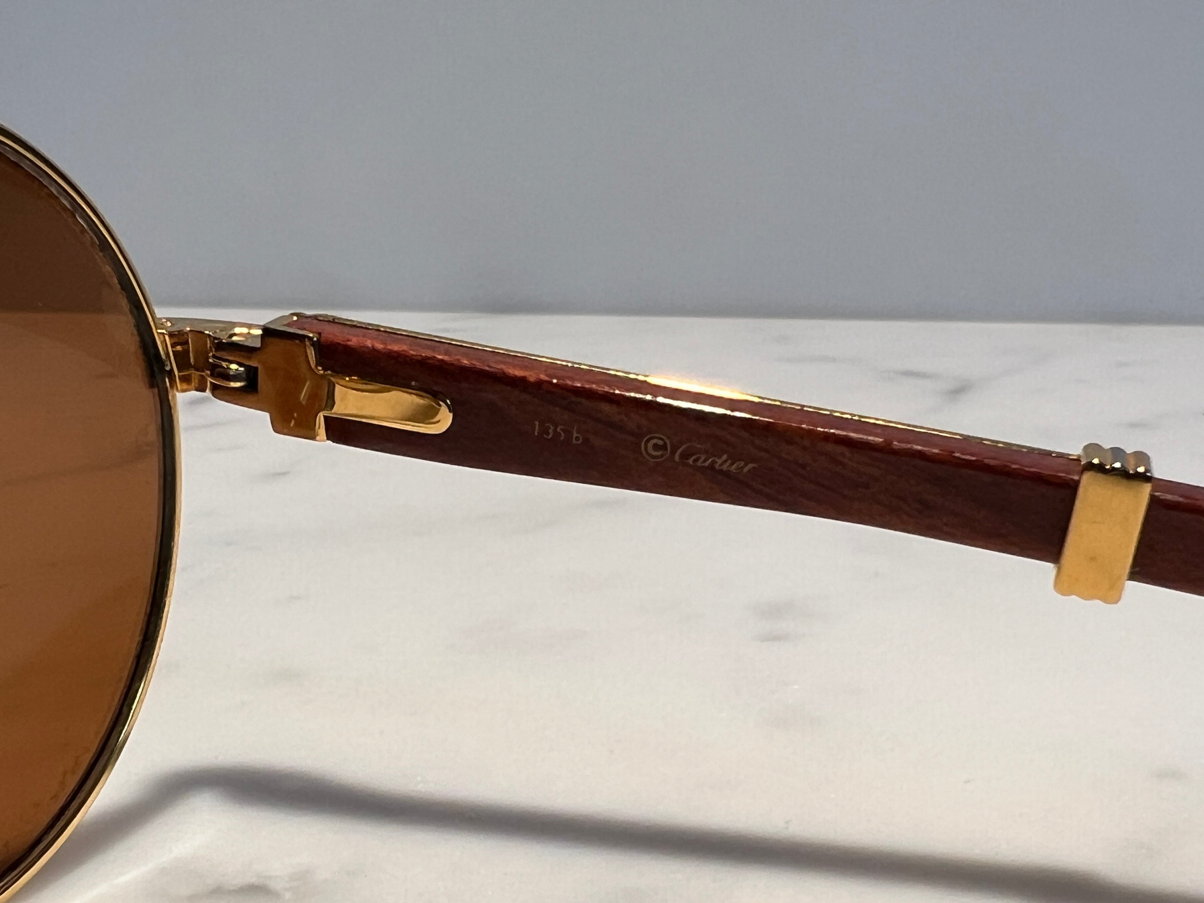 Cartier Bagatelle Platinum Gold C’decor Frames Sunglasses Glasses Wood vintage