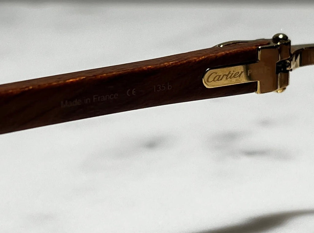 Cartier Logos Wood Gold Vintage Frames Sunglasses Glasses