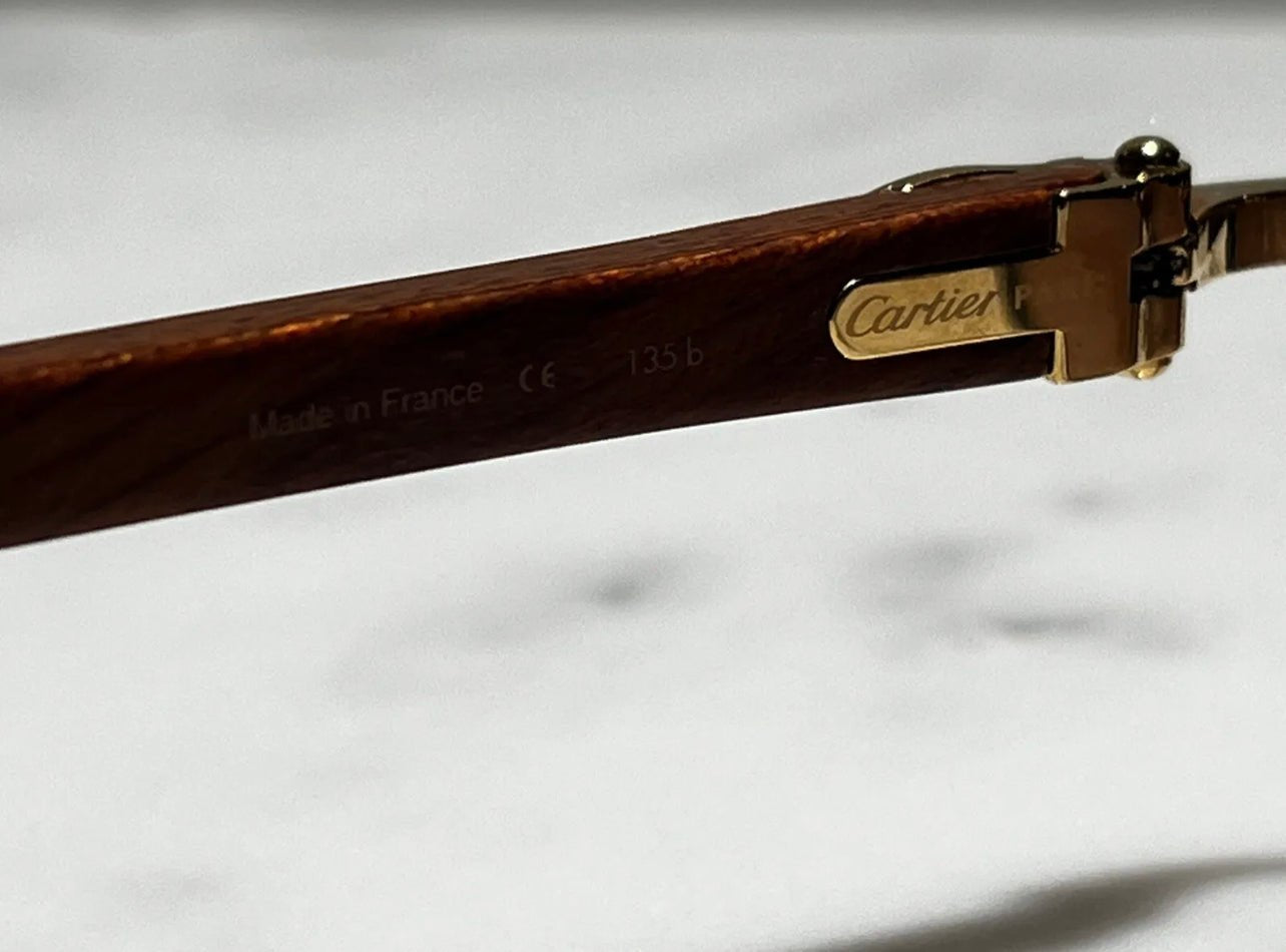 Cartier Logos Wood Gold Vintage Frames Sunglasses Glasses