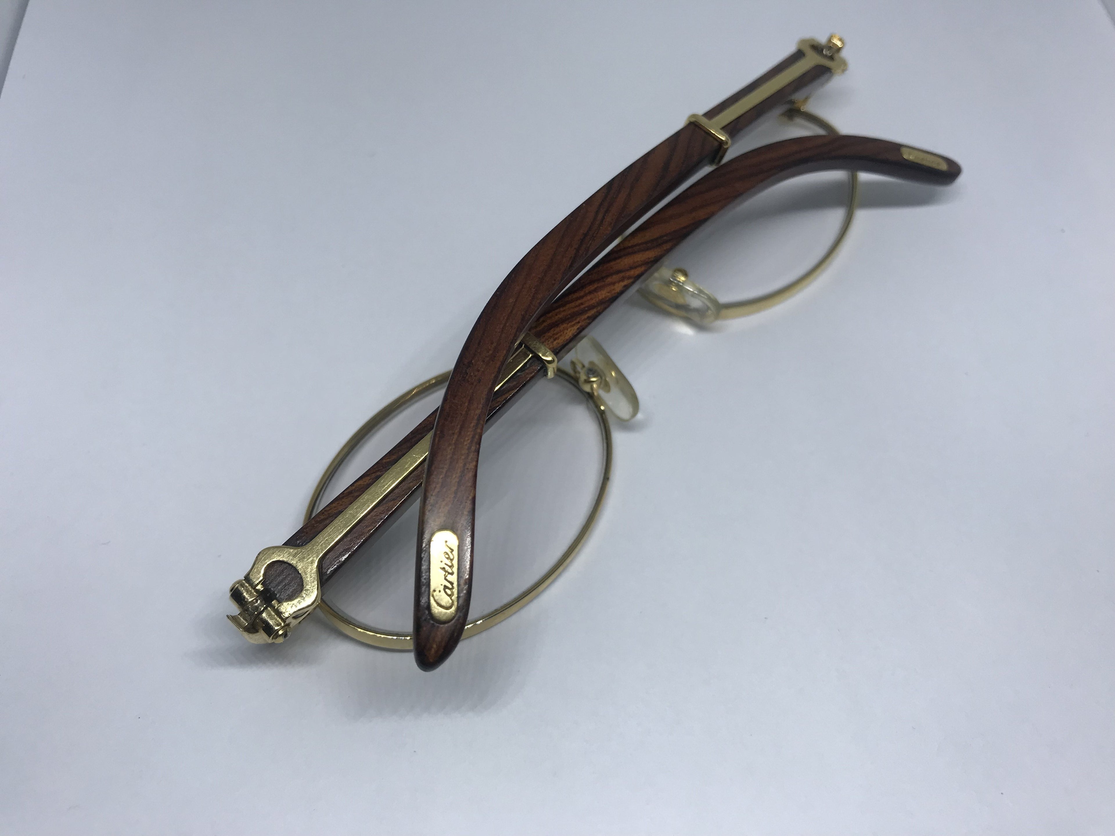 Cartier Sicier Vintage 18k Gold/ African Bubinga Wood sunglasses glasses - Braglia