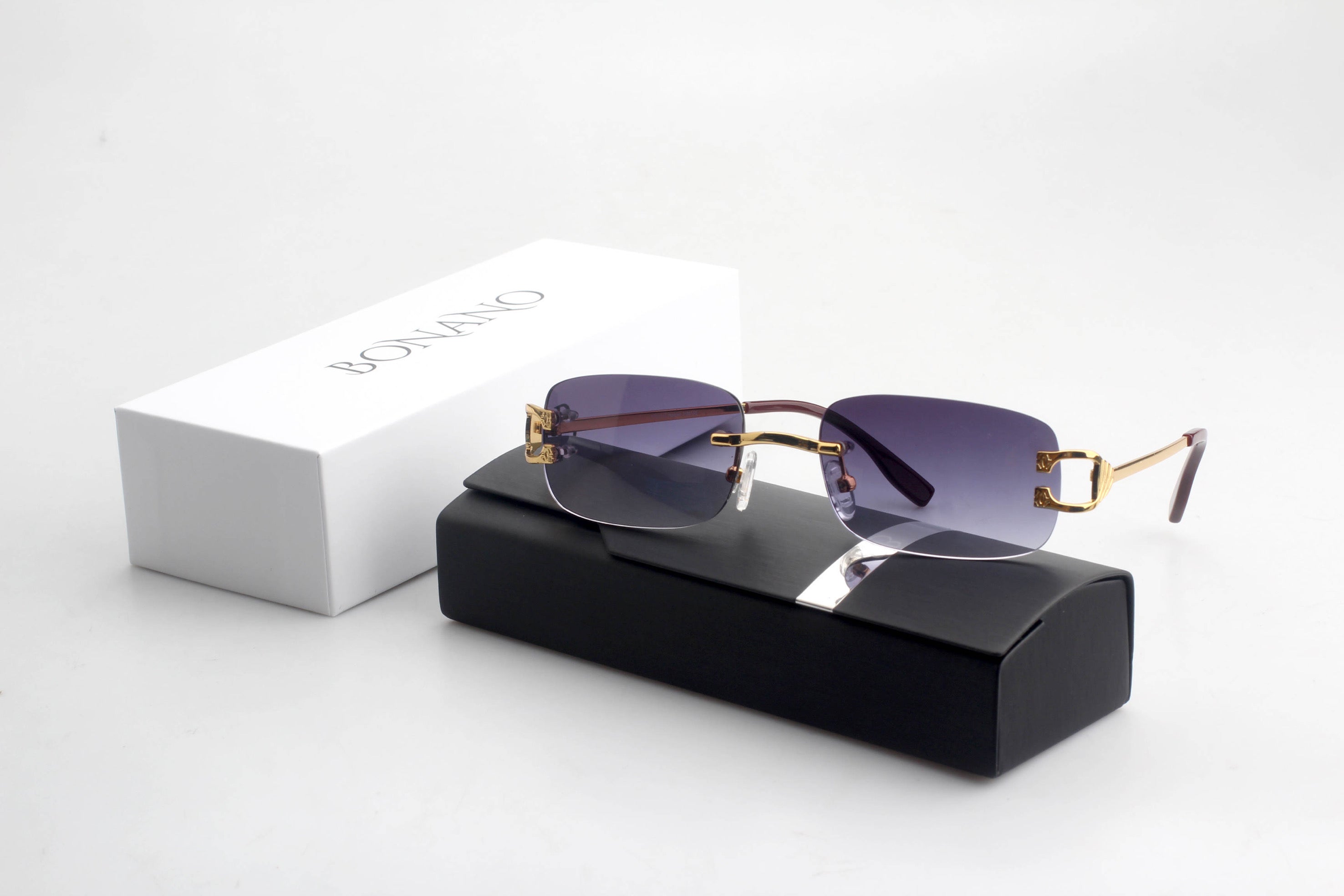Bonano Venician Gold Rimless Sunglasses Frame
