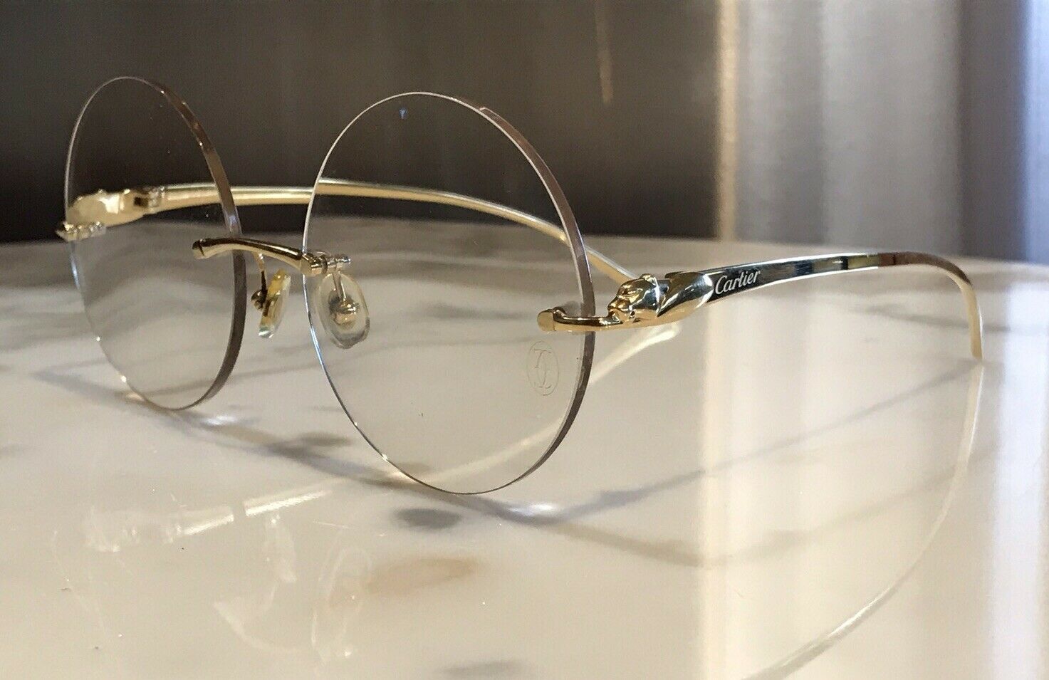 Cartier Panthere Gold Wire Frame Sunglasses Vintage Glasses - Braglia