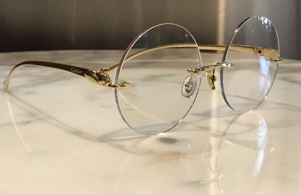 Cartier Panthere Gold Wire Frame Sunglasses Vintage Glasses - Braglia