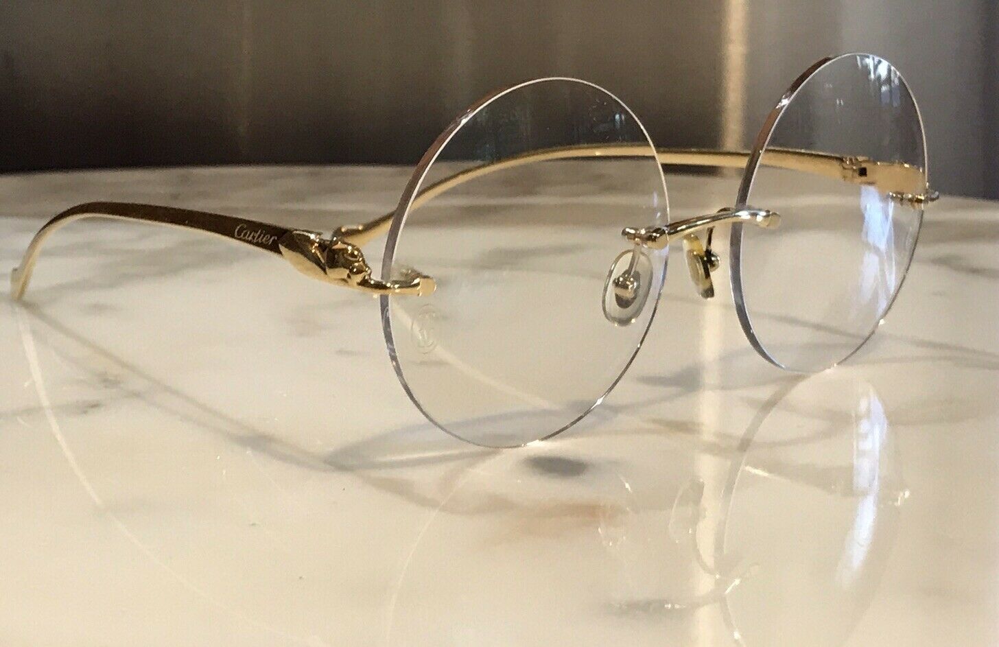 Cartier Panthere Gold Wire Frame Sunglasses Vintage Glasses - Braglia